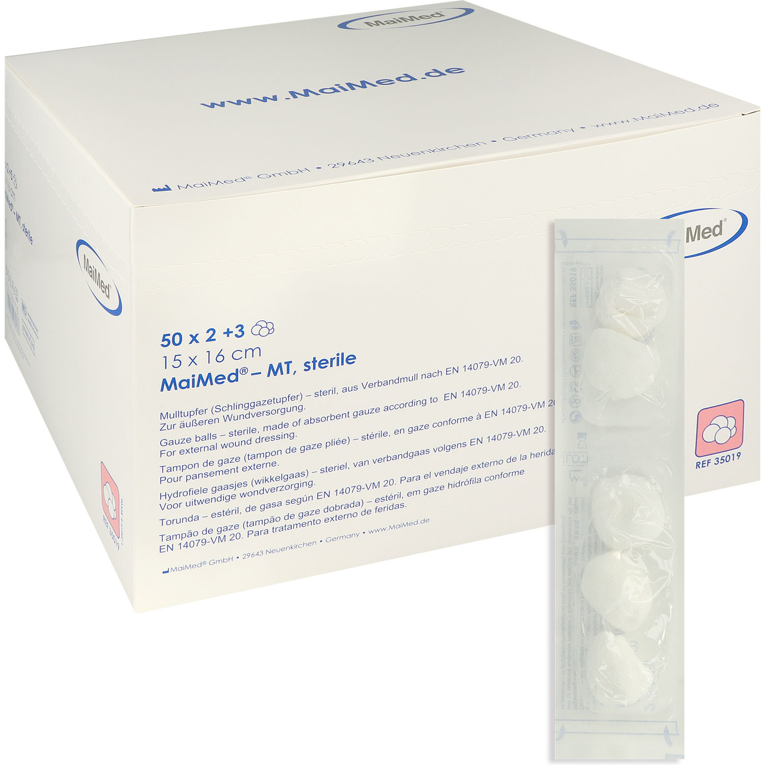MAIMED-MT Tupfer steril 50 x 2+3 walnussgroß