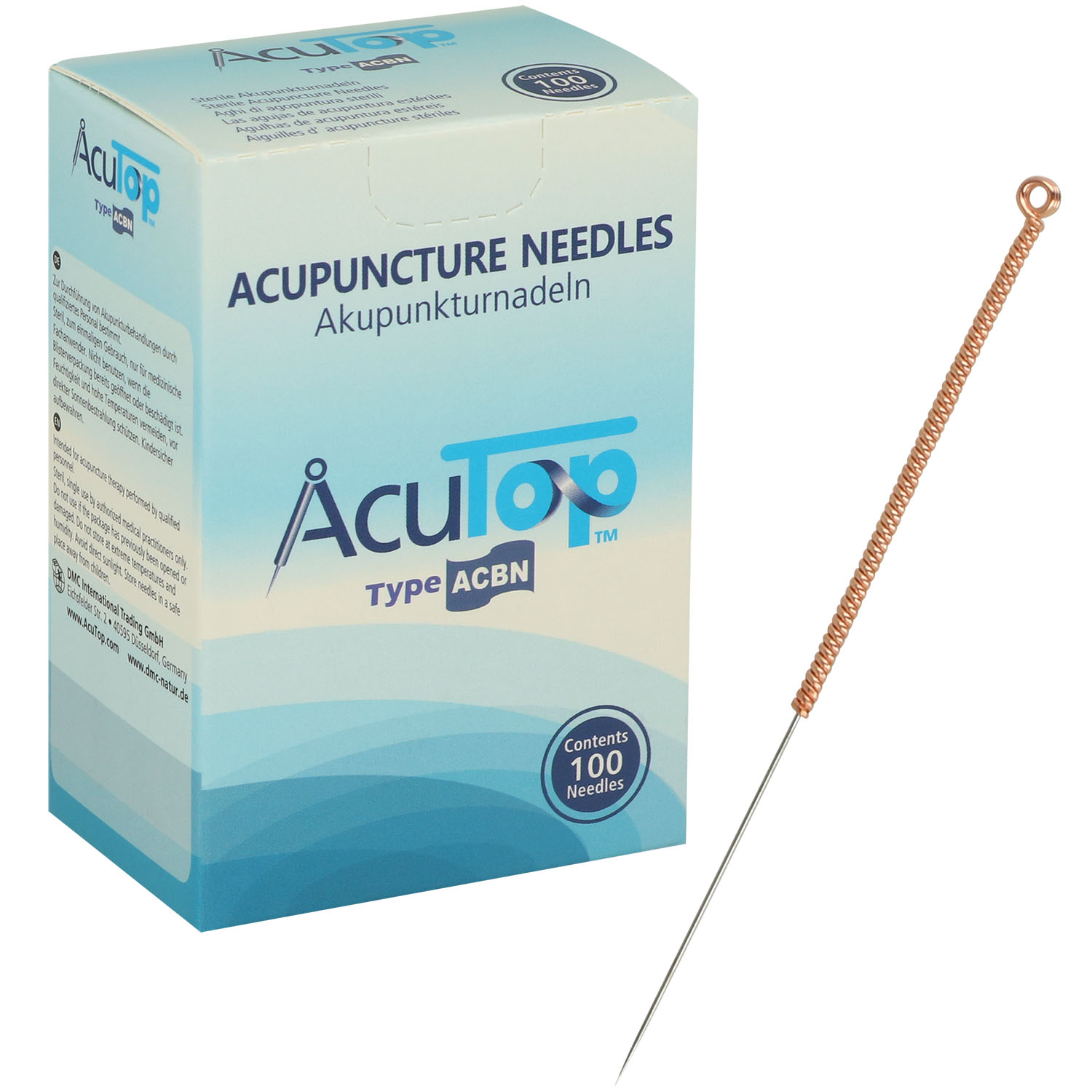AcuTop Akupunkturnadeln, Typ ACBN (Kupferwendelgriff, silikonisiert, ohne Führrohr)