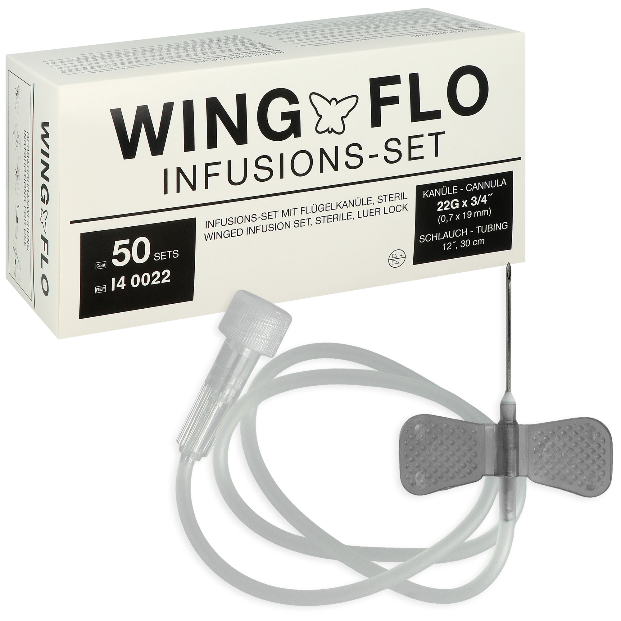 Wing-Flo Venenpunktionskanüle G 22 x 19 mm - 50 St.