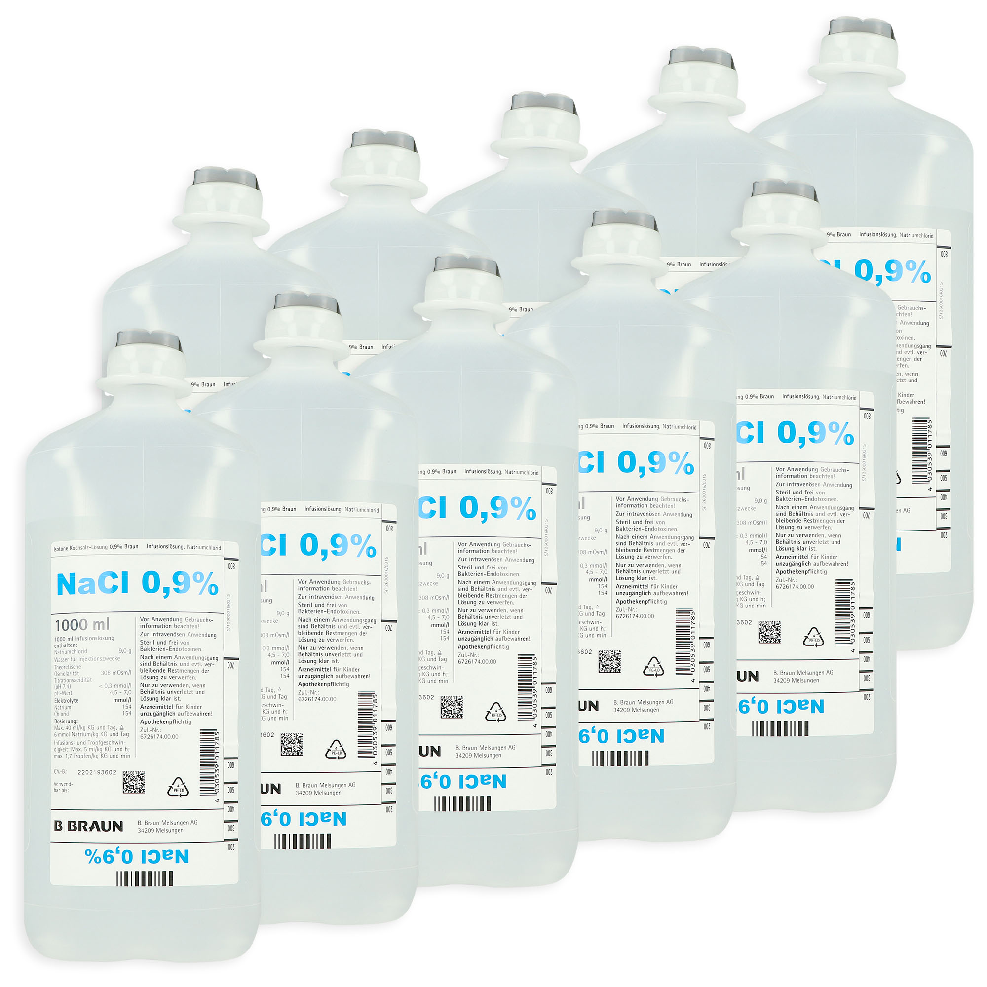 Isotone Kochsalzlösung 0,9%, 10 x 1000 ml