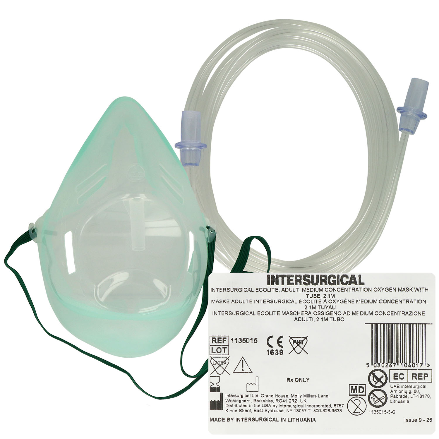 EcoLite Sauerstoffmaske, mit Schlauch 2,1 m - für Erwaschsene