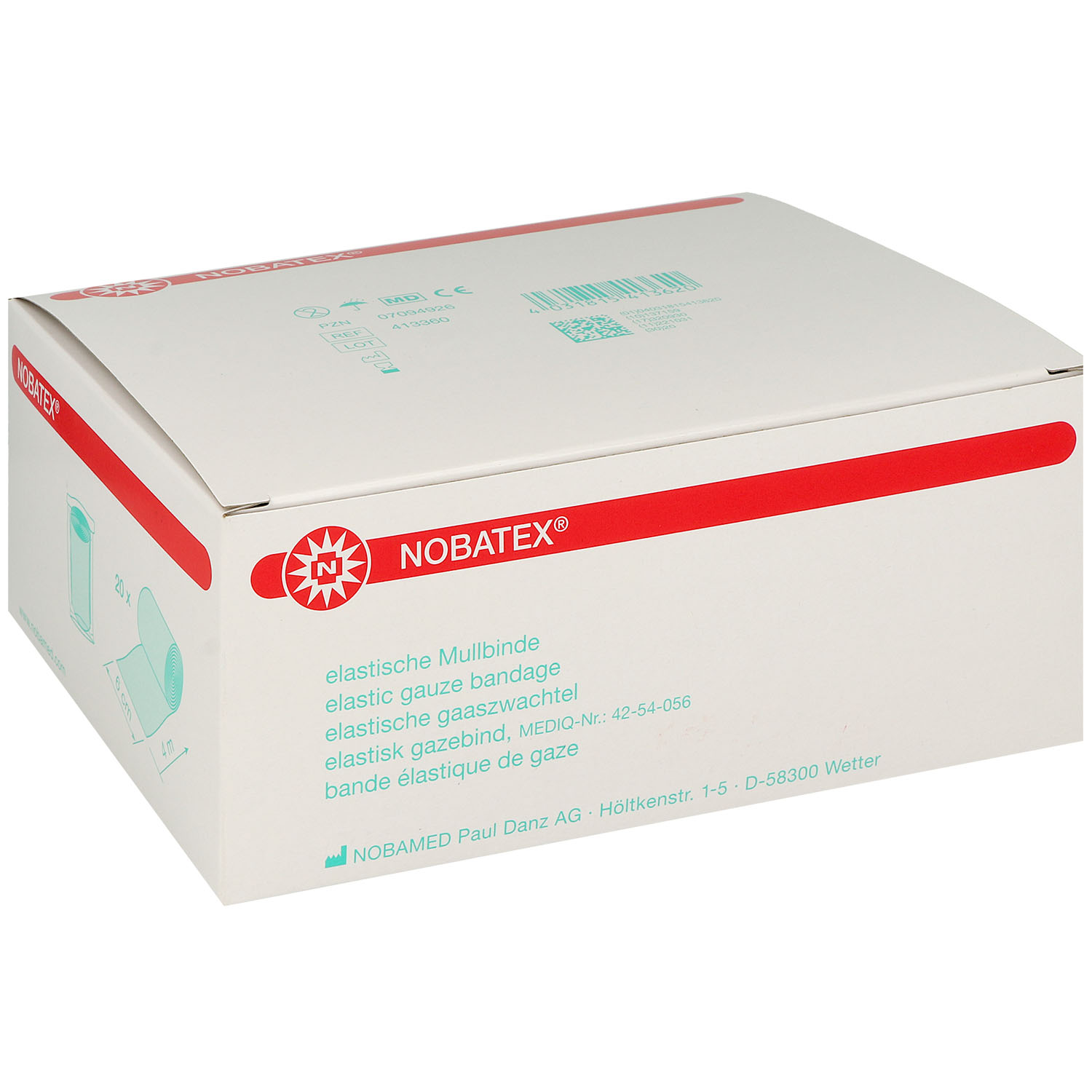 Nobatex elastische Mullbinde in Folie 6 cm x 4 m - 20 St.