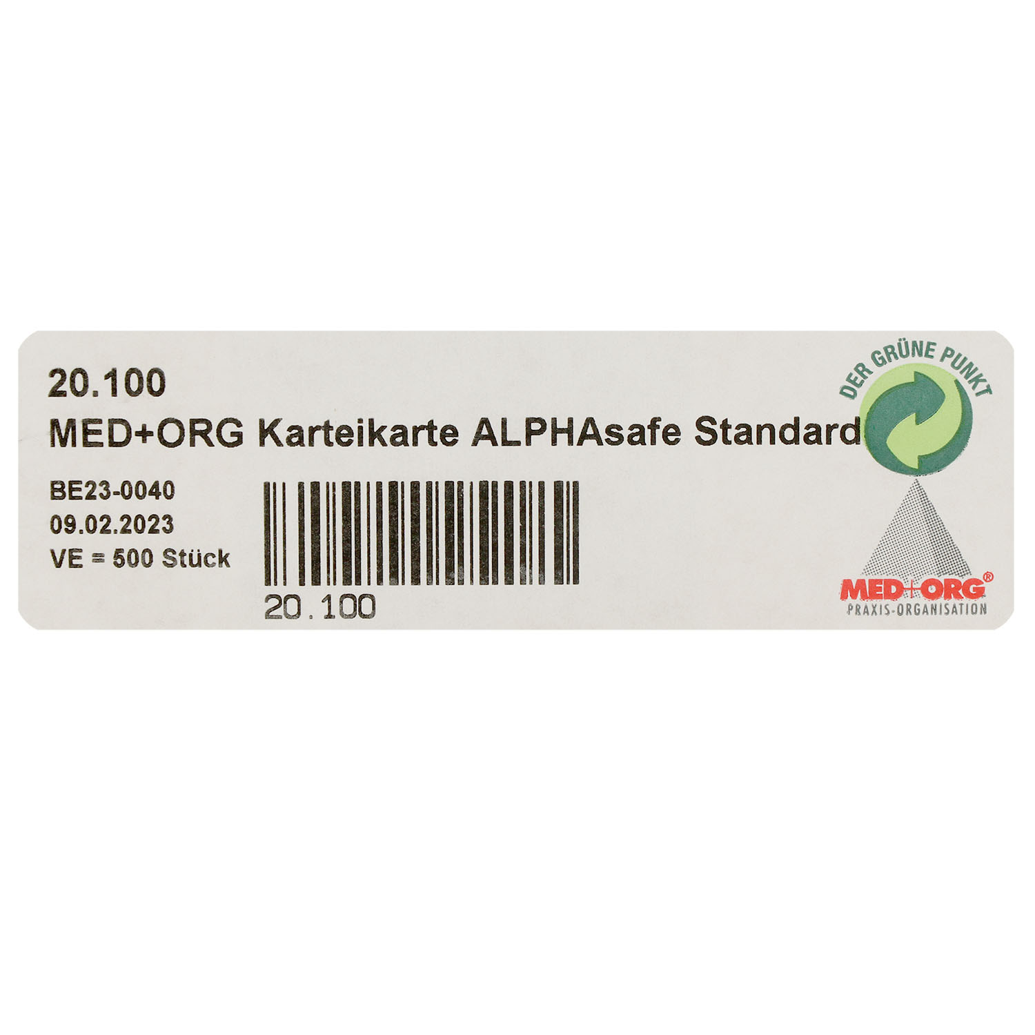 Karteikarten für Allgemeinpraxis weiß, einfache Faltung
