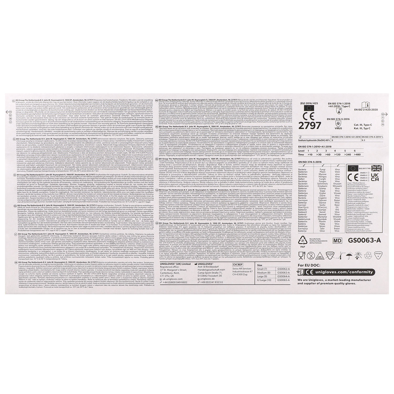 UNICARE CLEAR VINYL, Vinyl-Untersuchungshandschuhe, puderfrei, unsteril