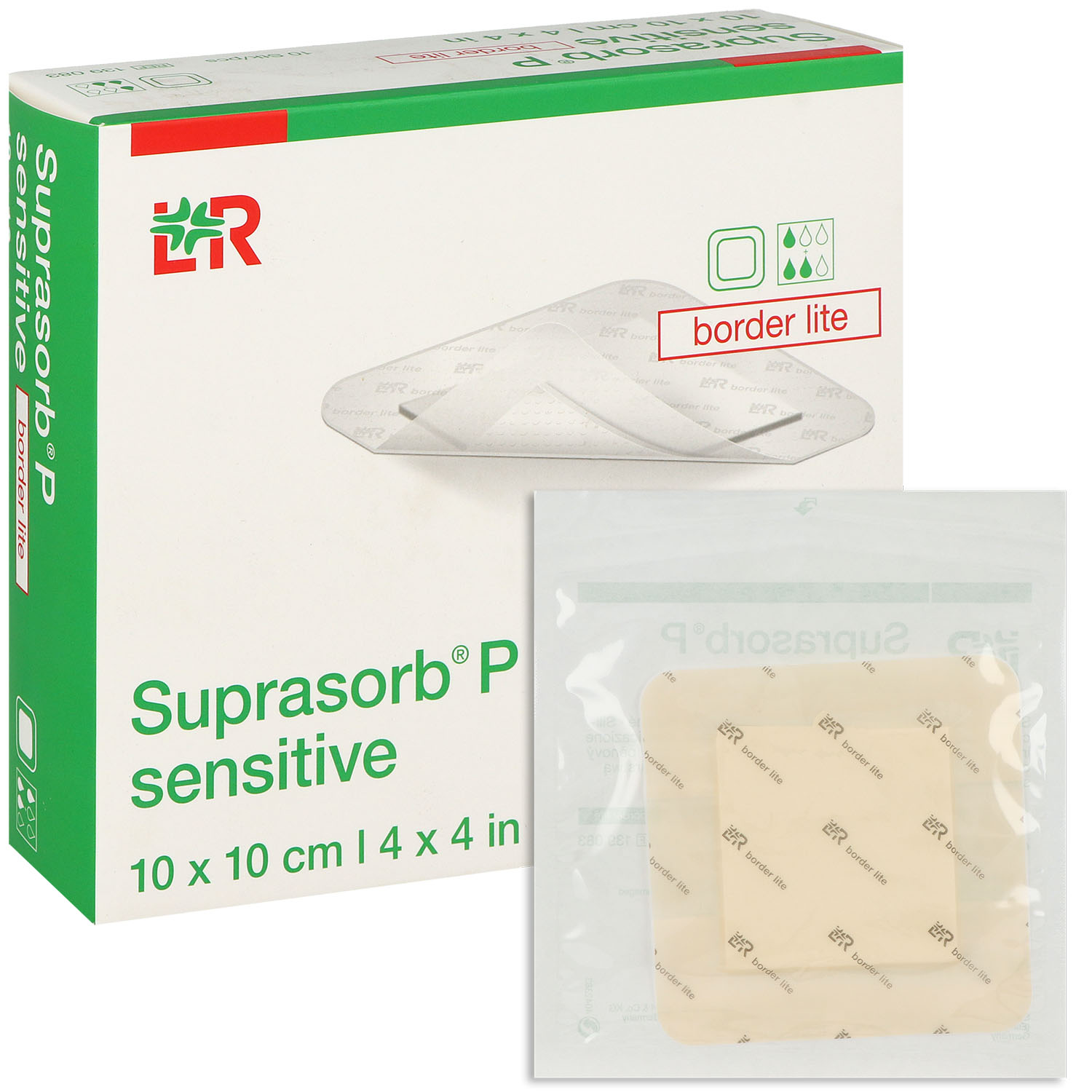 Suprasorb P sensitive border lite, ohne superabsorbierenden Saugkern, steril - 10 x 10 cm - 10 St.