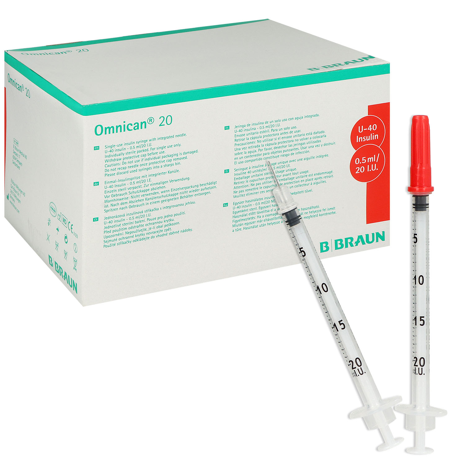 Omnican 20 0,5 ml U40-Insulinspritze mit Kanüle