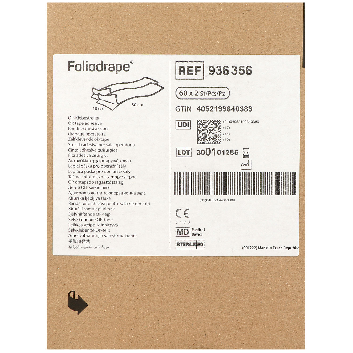 Foliodrape OP-Klebestreifen steril mit Polyacrylat-Kleber, zu 2 Stück verpackt