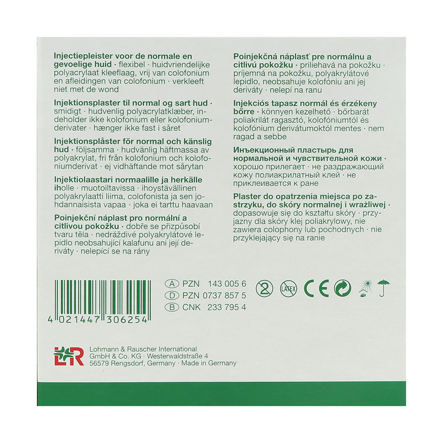 Curaplast sensitiv, Vliespflaster, Injektionspflaster