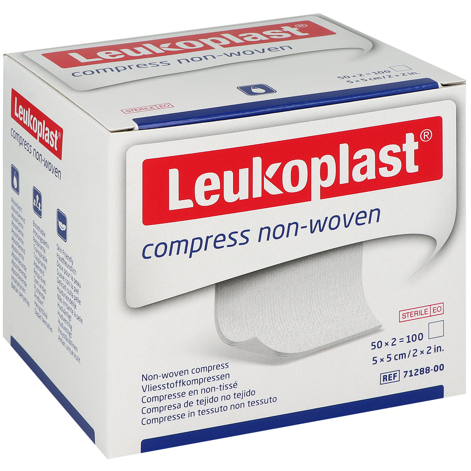 LEUKOPLAST compress non-woven Vlieskompressen steril 4-lagig