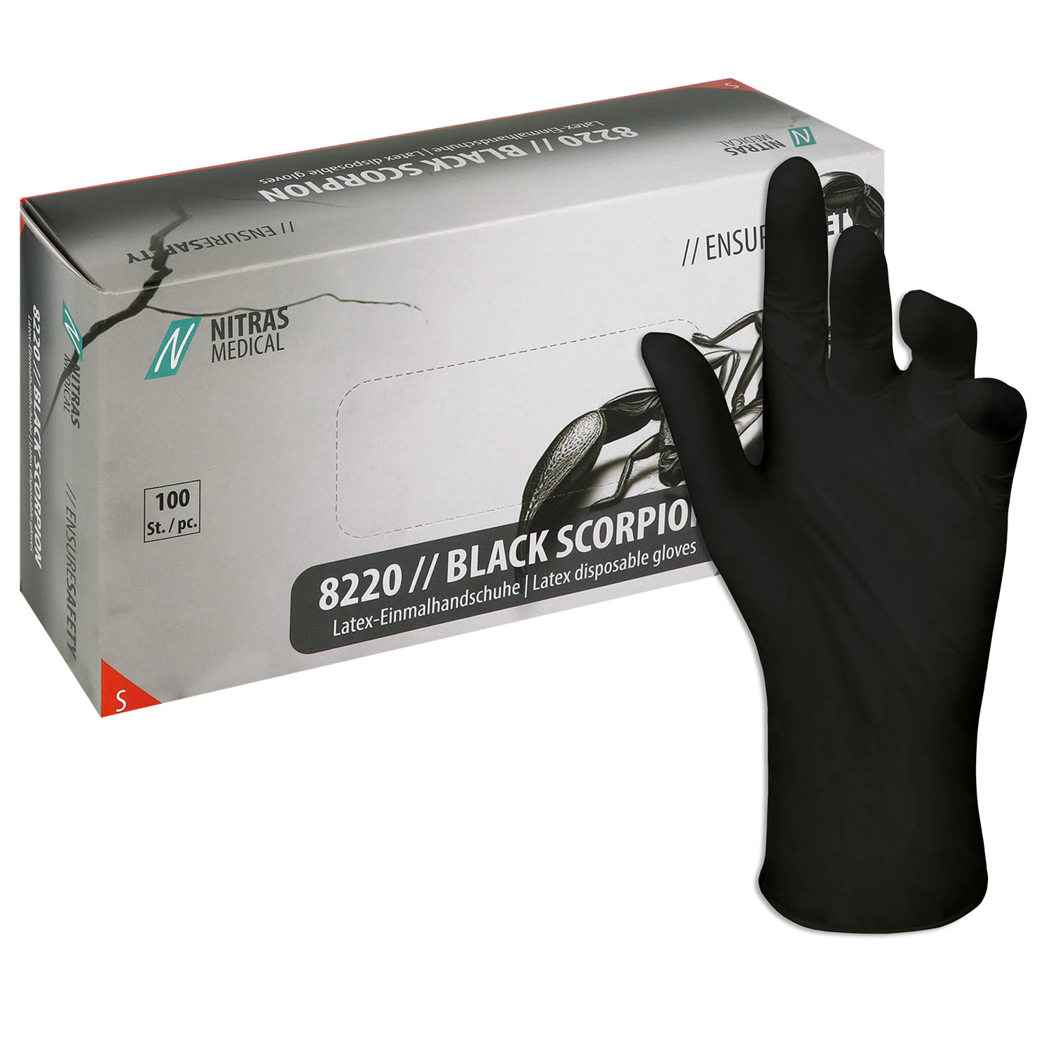 Nitras Black Scorpion Latexhandschuhe, puderfrei
