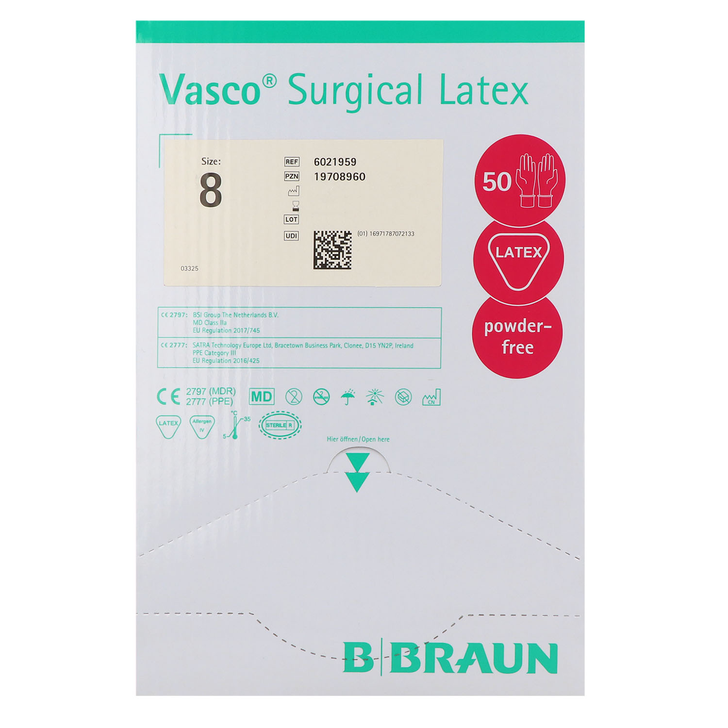 Vasco Surgical Latex, sterile OP-Handschuhe puderfrei