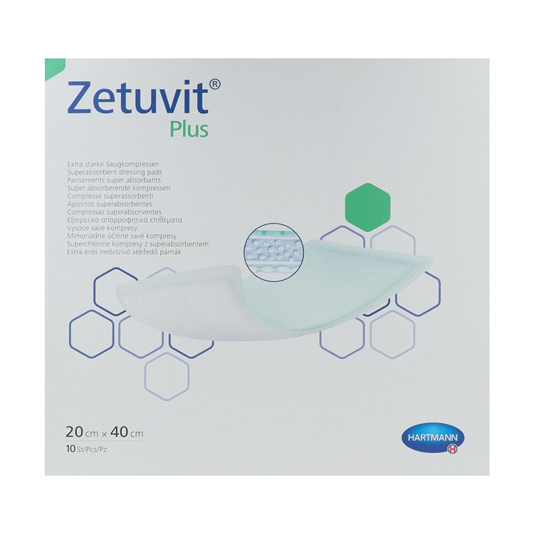 Zetuvit Plus 20 x 40 cm - 10 sterile Saugkompressen