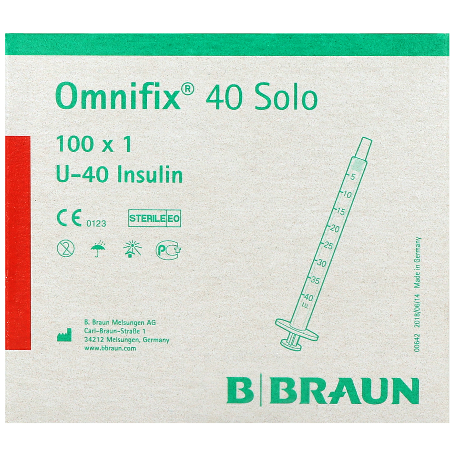 Omnifix 40 Solo U-40 Insulinspritze, ohne Kanüle