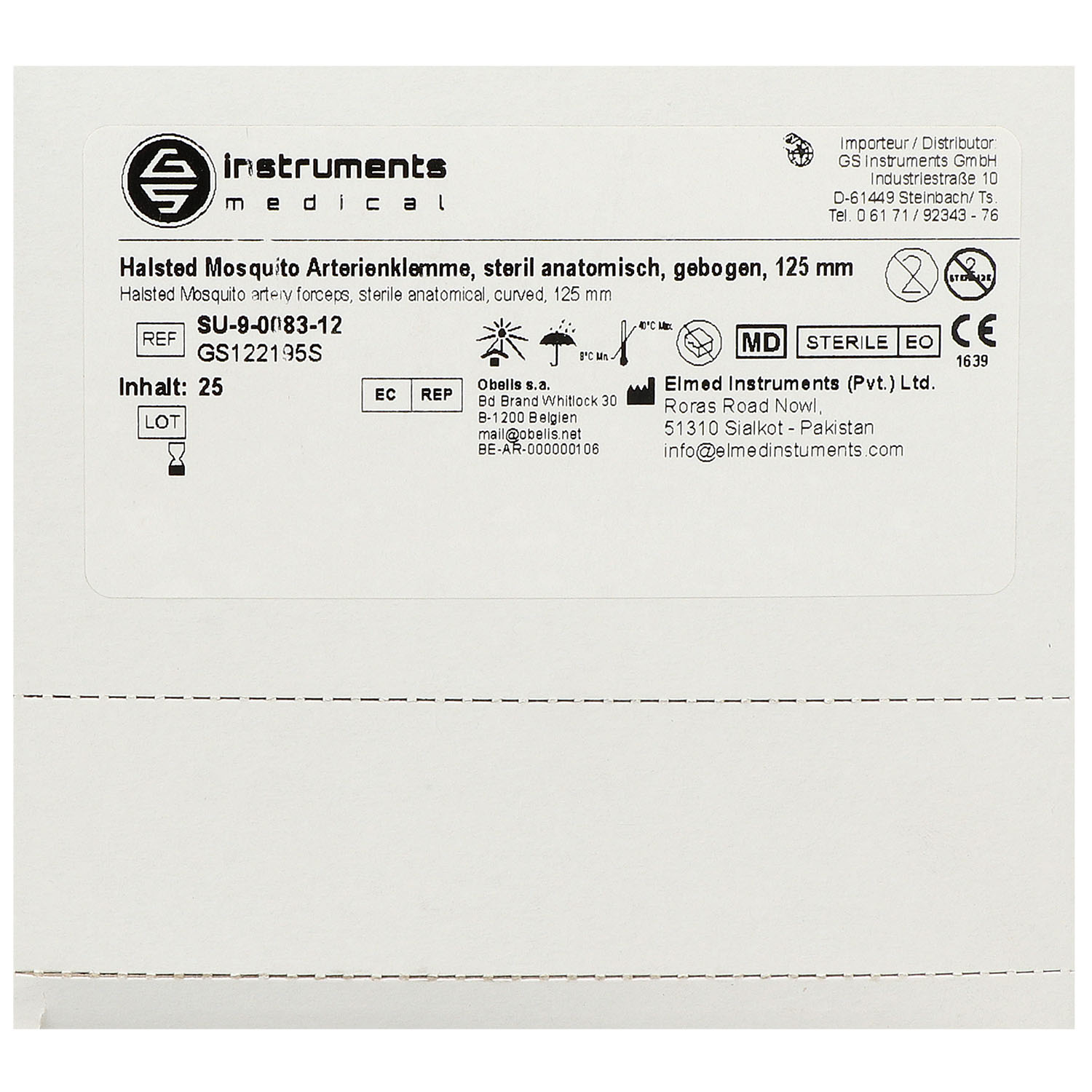 Einmal Arterienklemmen, Halsted-Mosquito, steril