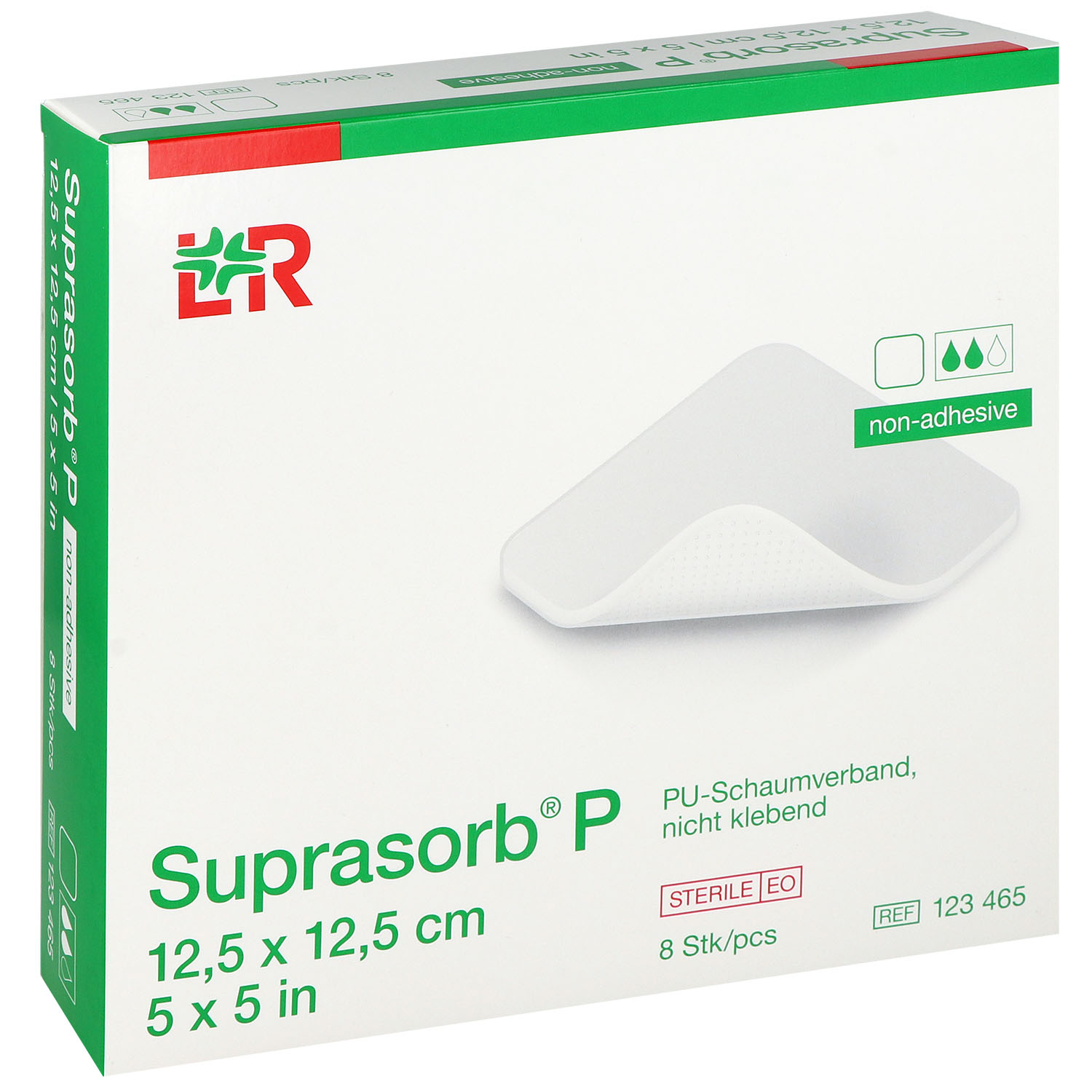 Suprasorb P PU-Schaumverband, steril, nicht klebend - 12.5 x 12.5 cm - 8 St.