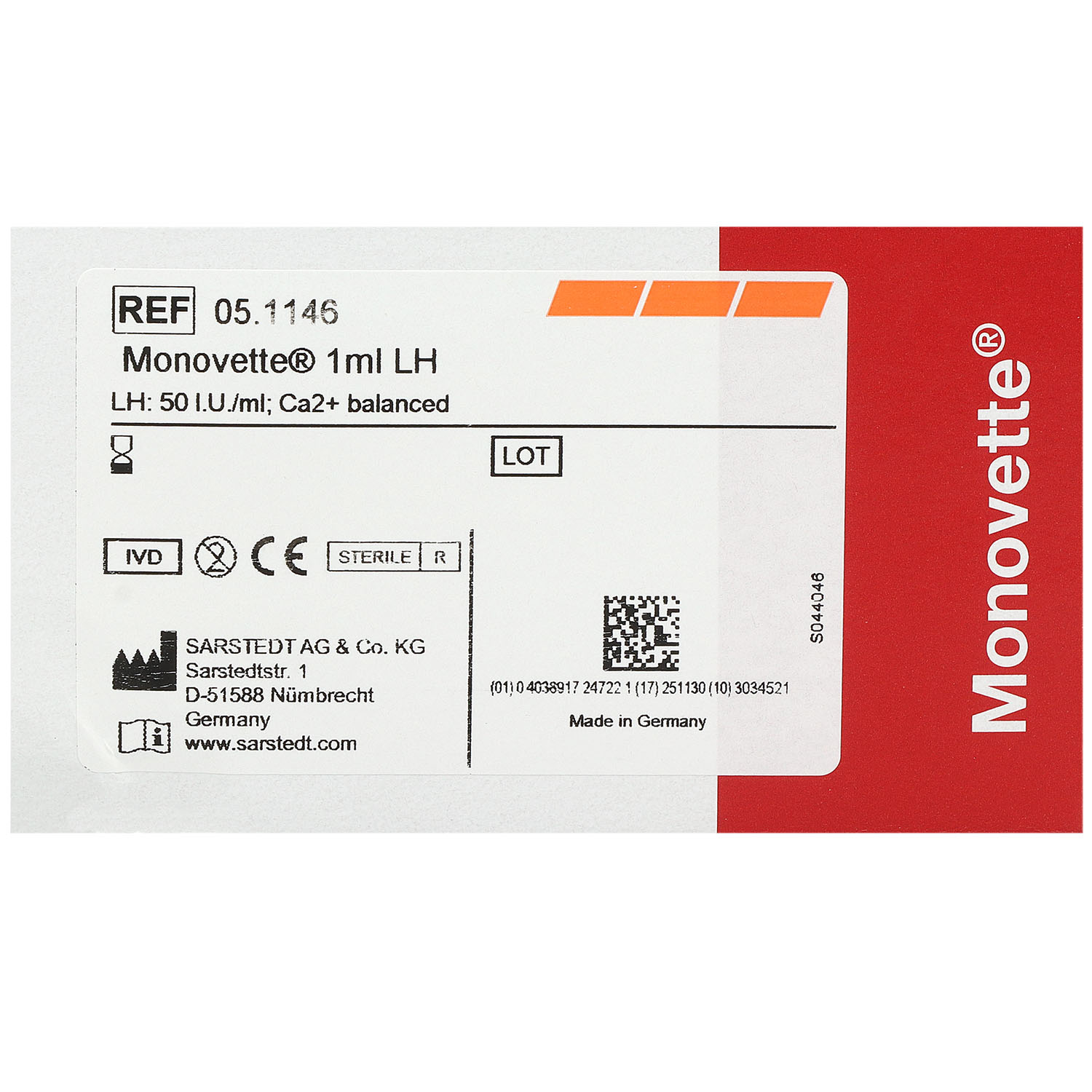 Blutgas-Monovette Calcium-balanciertes Lithium-Heparin - Luer-Anschluss, steril