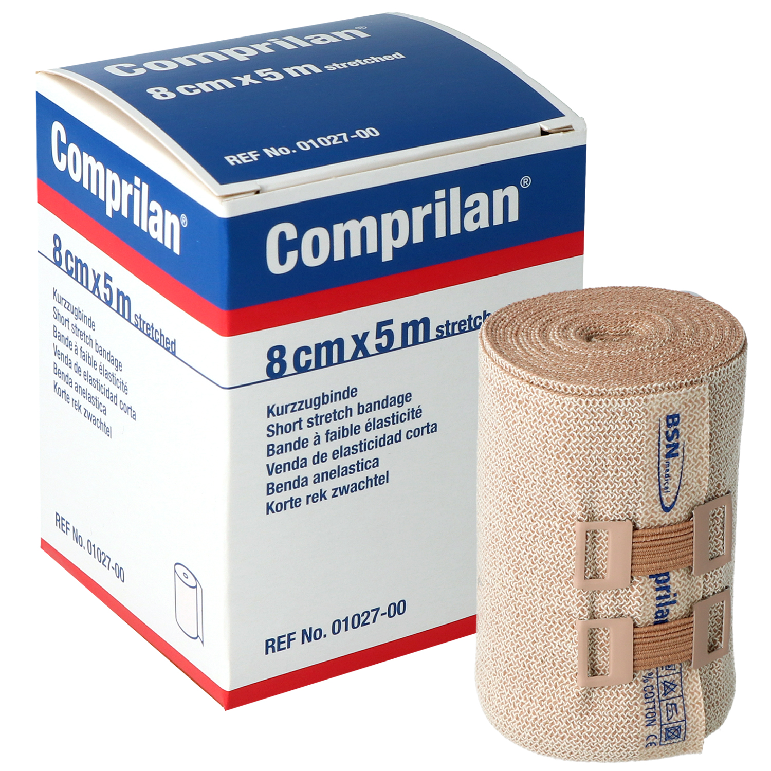 Comprilan 5 m x 8 cm Einzelbinde in Faltschachtel