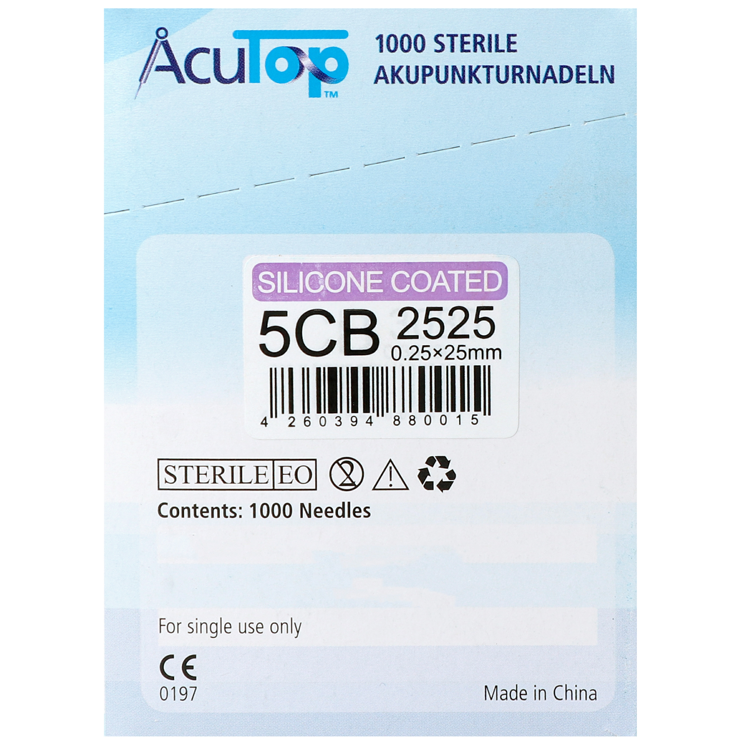 Akupunkturnadeln AcuTop Typ 5CB, mit Kupferwendelgriff, silikonisiert, 1000 St.