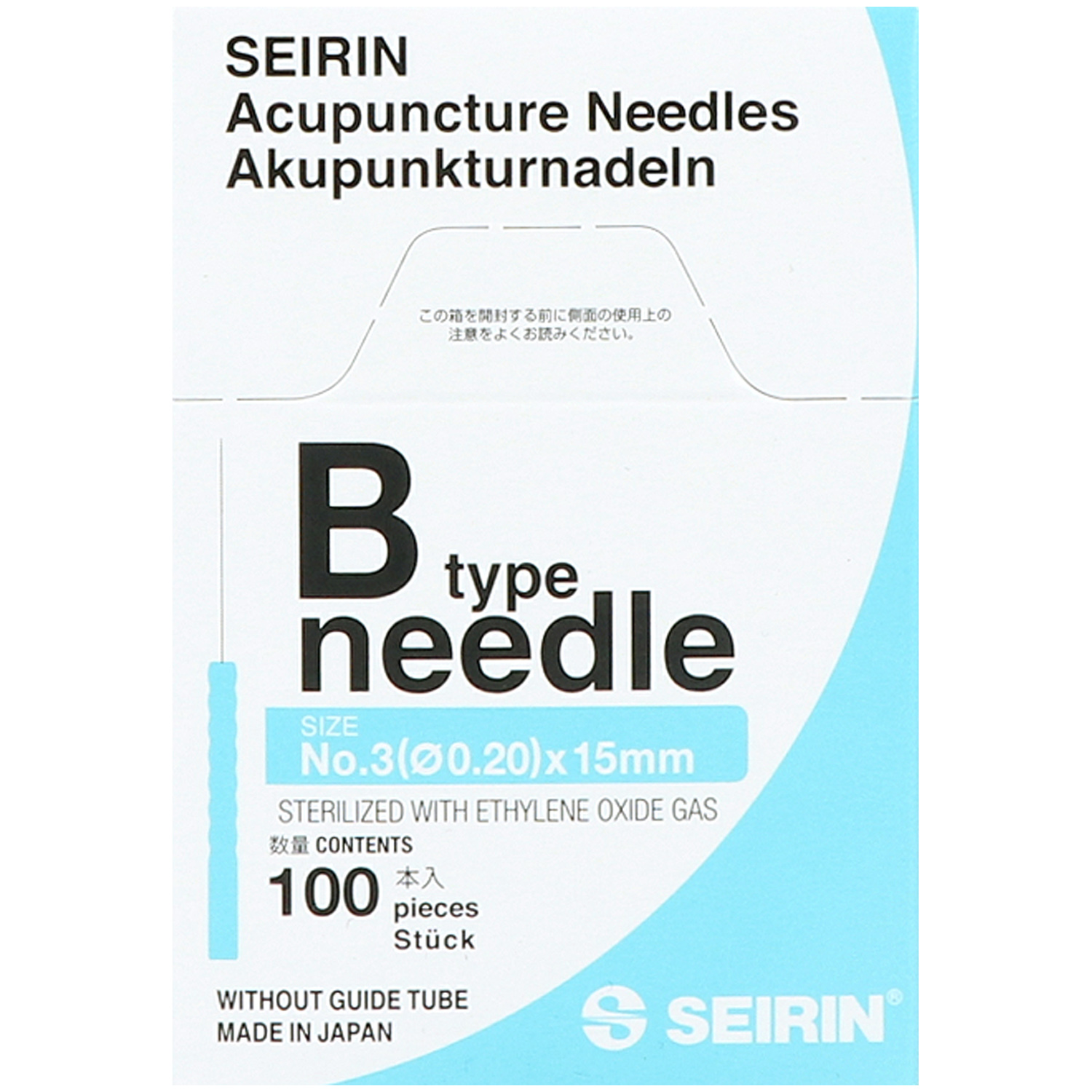 Akupunkturnadel Seirin Typ B, mit Kunststoffgriff, silikonbeschichtet, ohne Führrohr, 100 St.