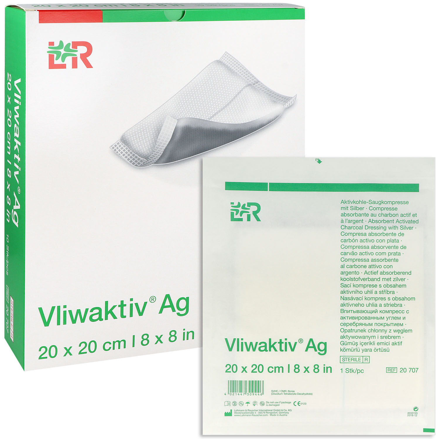 Vliwaktiv Ag steril 20 x 20 cm - 10 St.