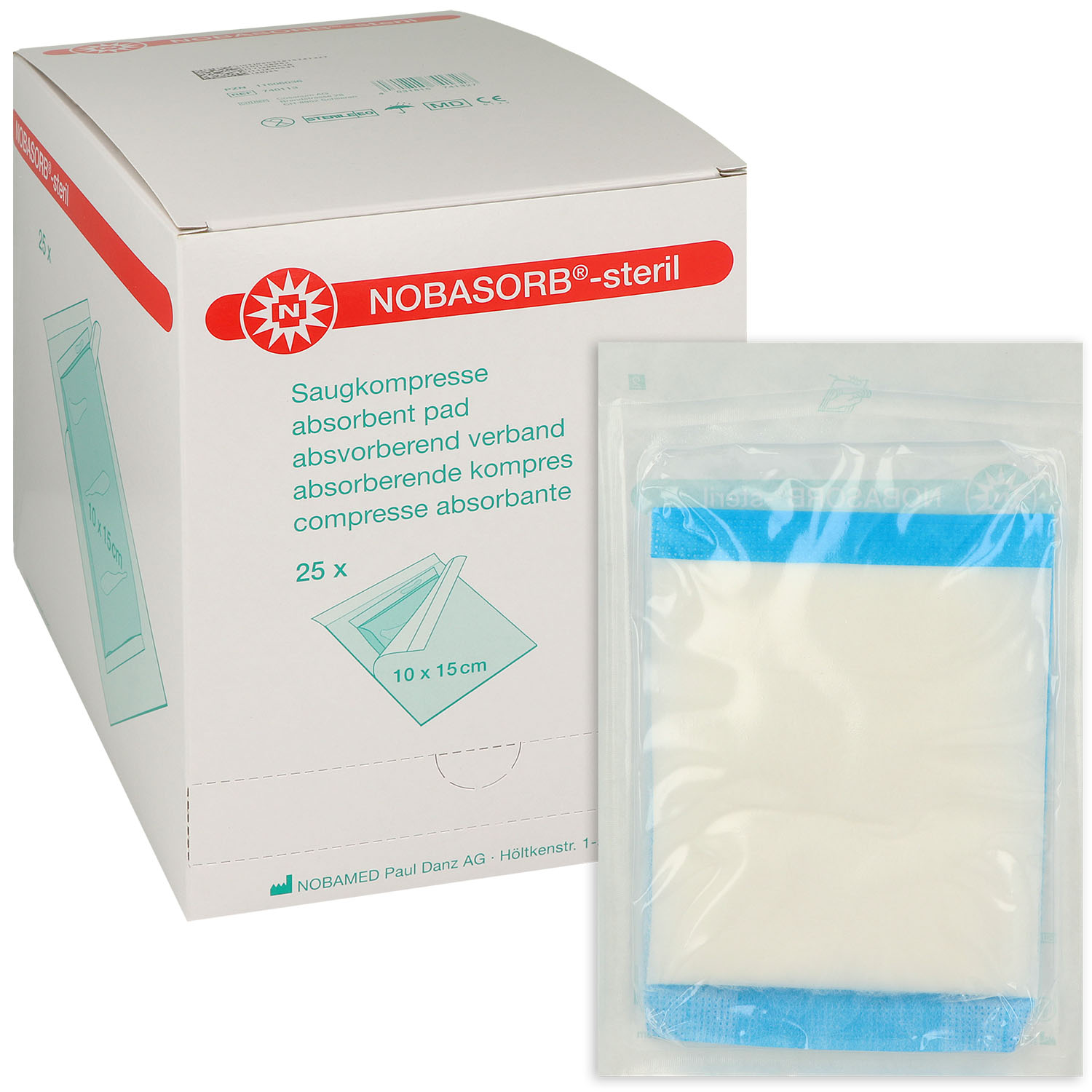 Nobasorb Saugkompressen - steril 10 x 15 cm - 25 St.