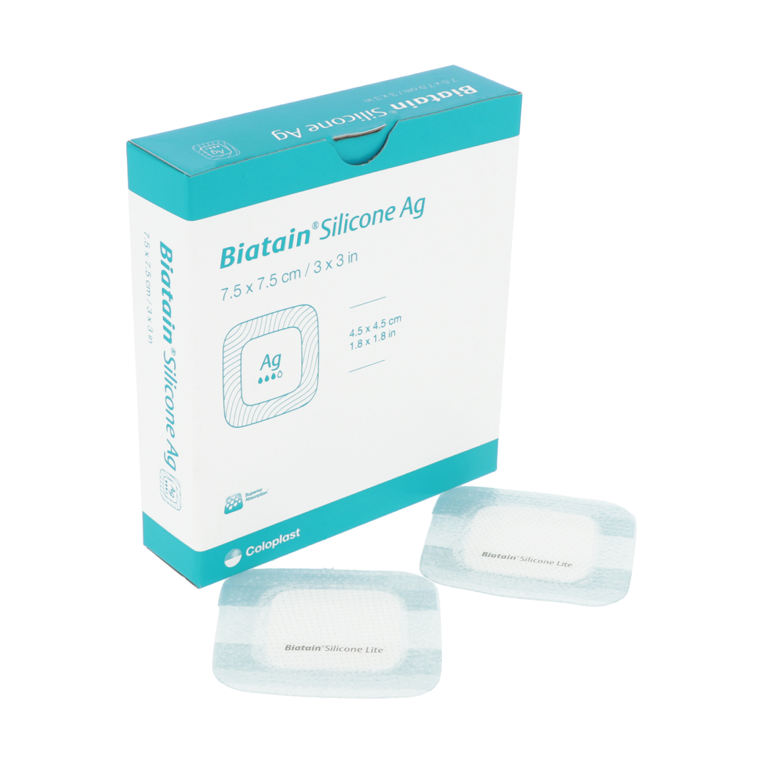Biatain Silicone Ag 7,5 x 7,5 cm (5 St.) Schaumverband