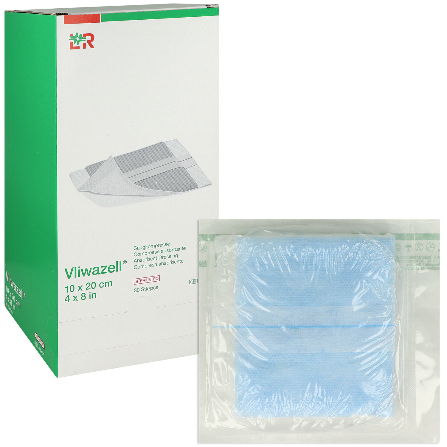 Vliwazell Saugkompresse steril 10 x 20 cm - 30 St.