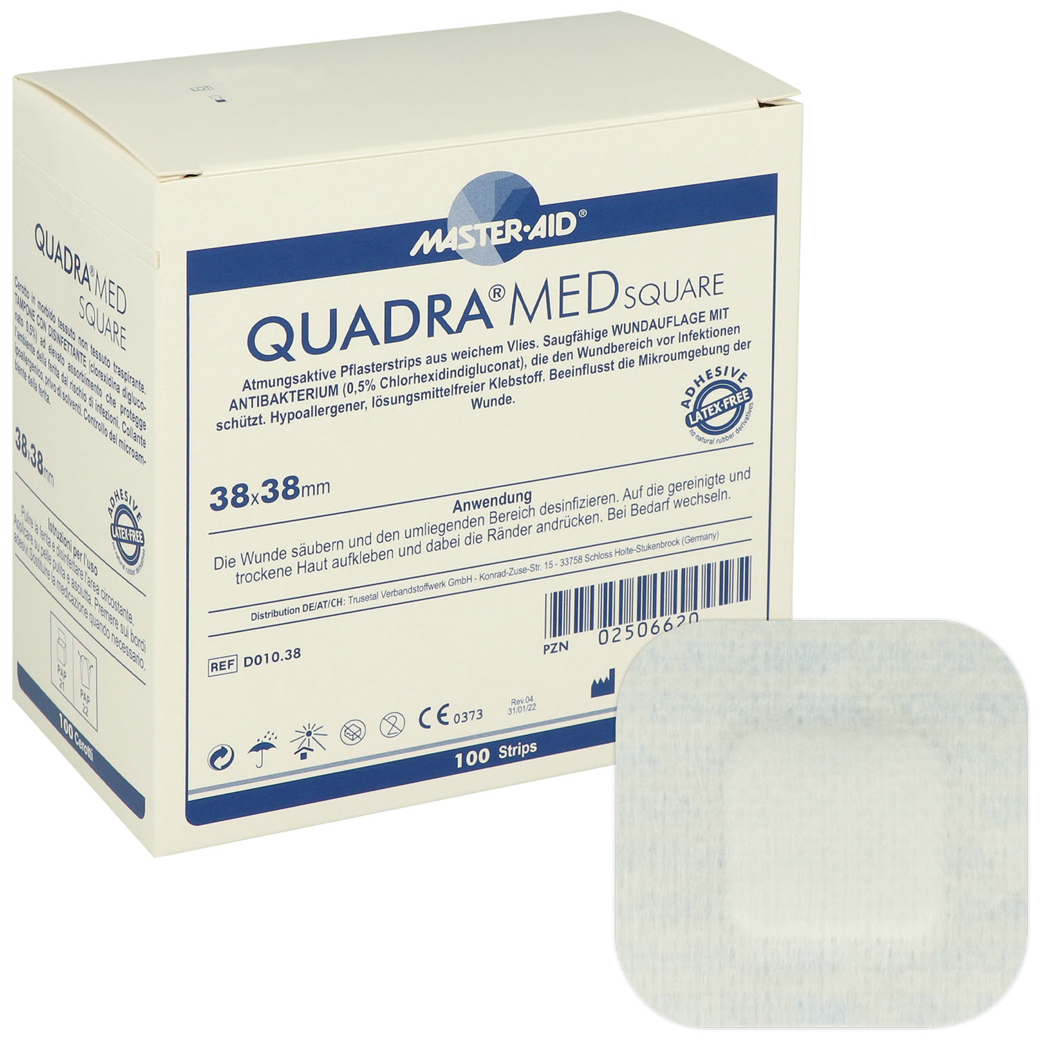 Quadra med square Wundverband 38 x 38 mm - 100 St.
