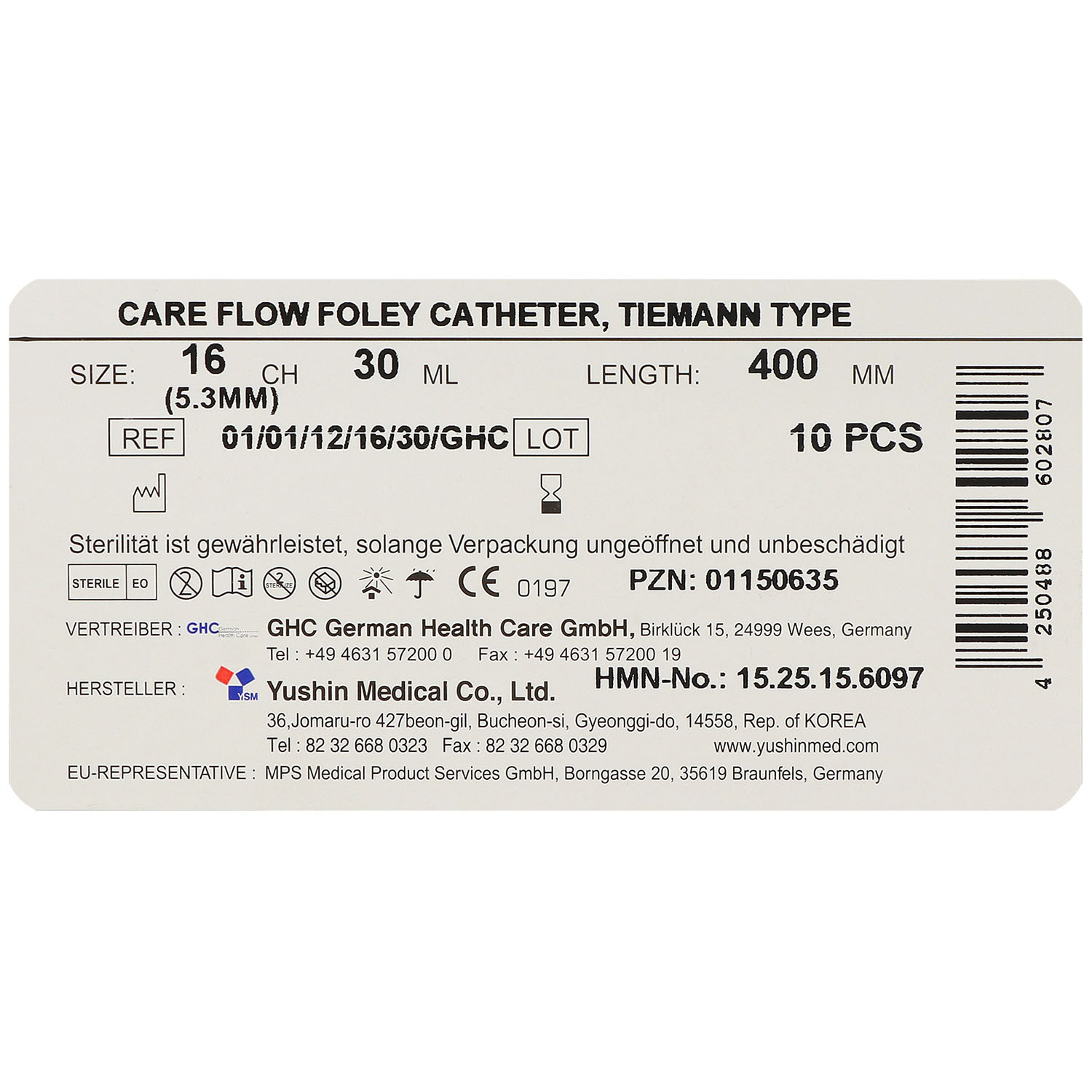 Care Flow Transurethraler 2-Wege Silikonballonkatheter mit Tiemannspitze
