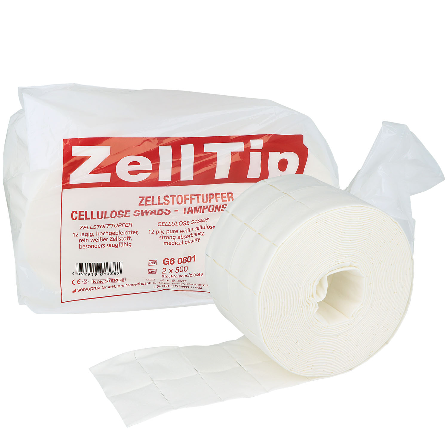 Zelltip Zellstofftupfer 4 x 5 cm - 2 x 520 Stück