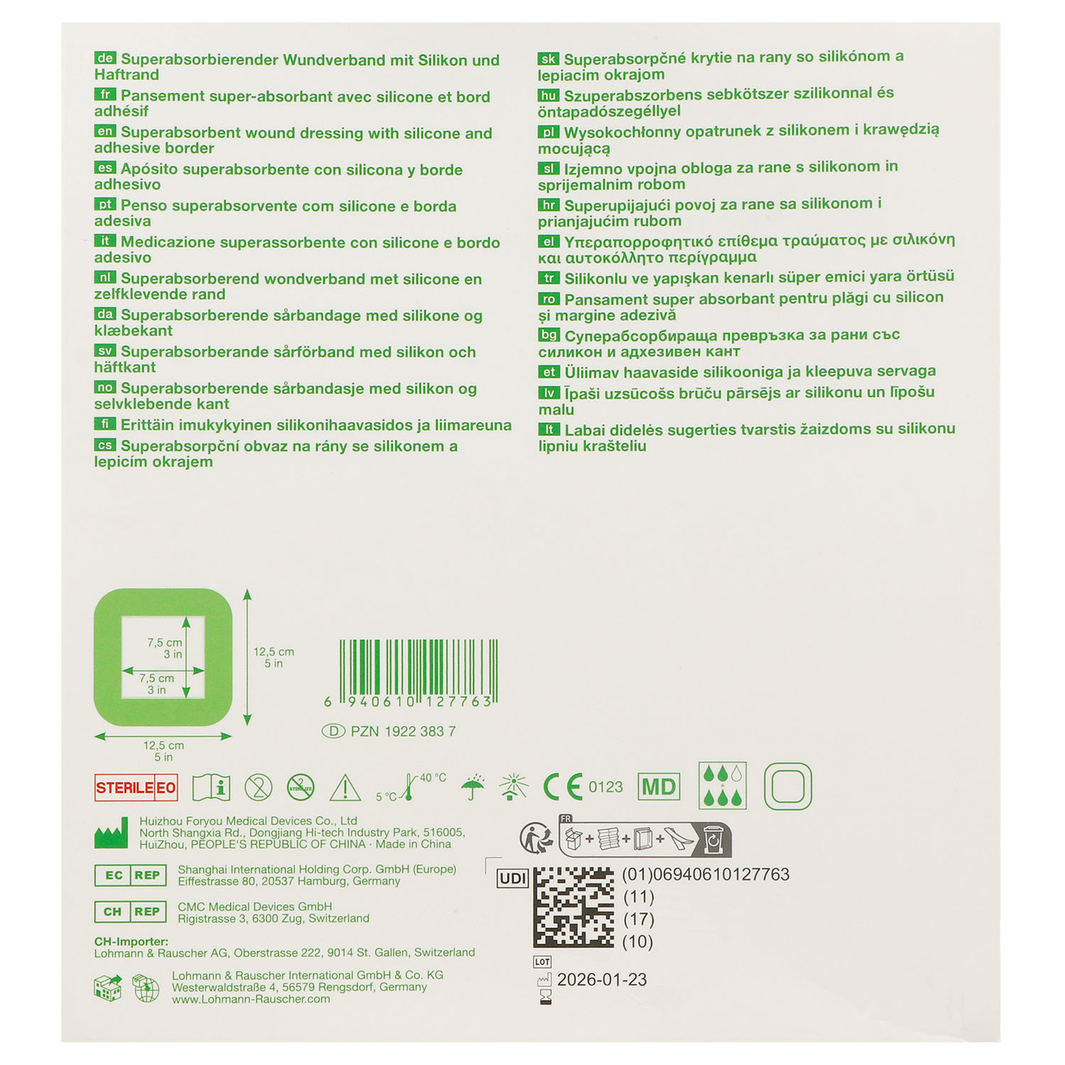 Vliwasorb sensitive border, superabsorbierender Wundverband, steril