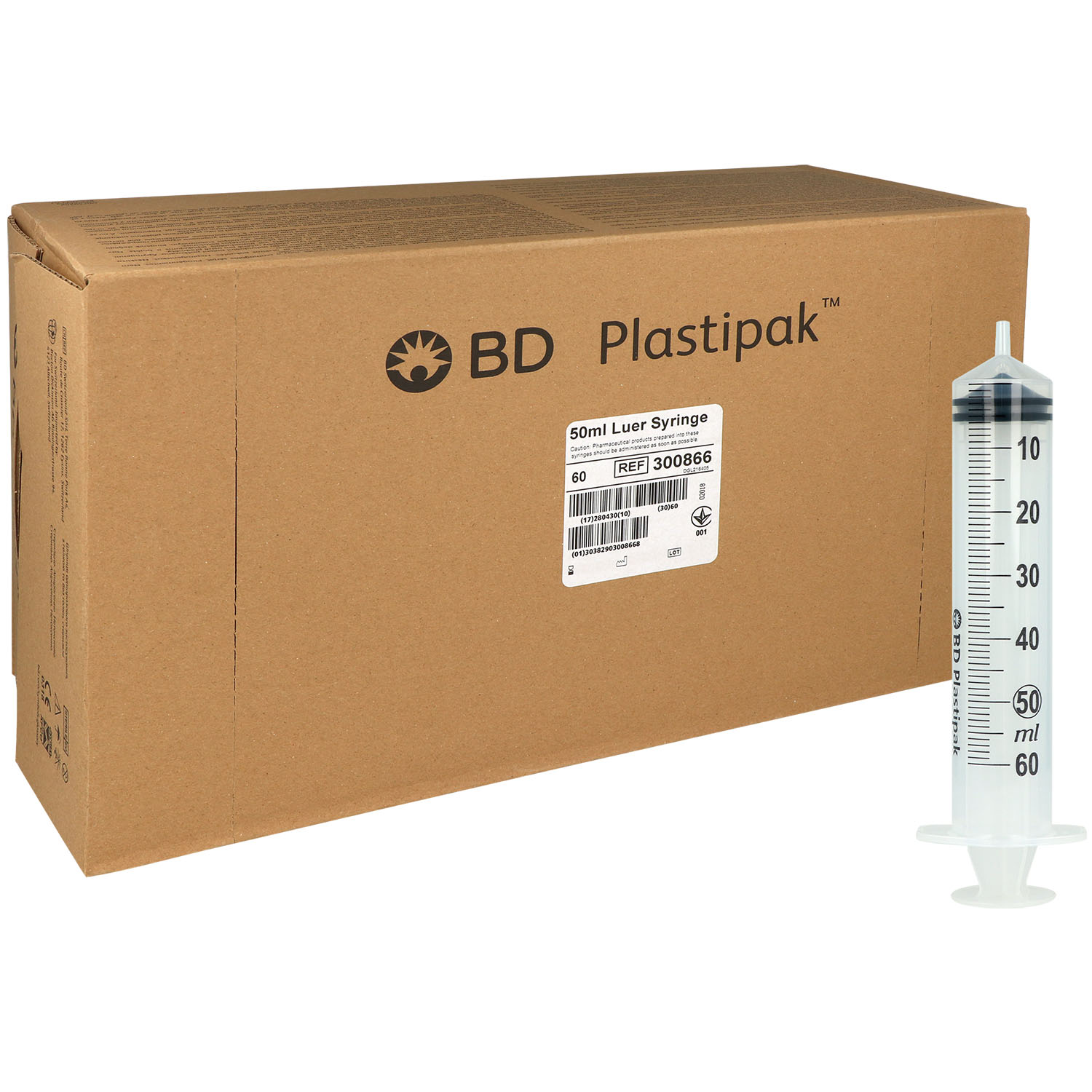 BD Plastipak Luer-Ansatz 50 ml - exzentrisch - 60 St.