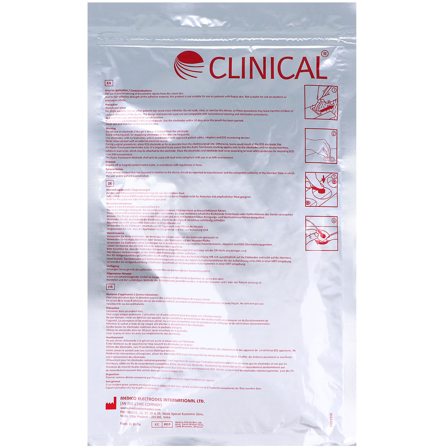 Langzeit EKG Elektroden Clinical S2400H mit Kabelschlitz AG/AgCl