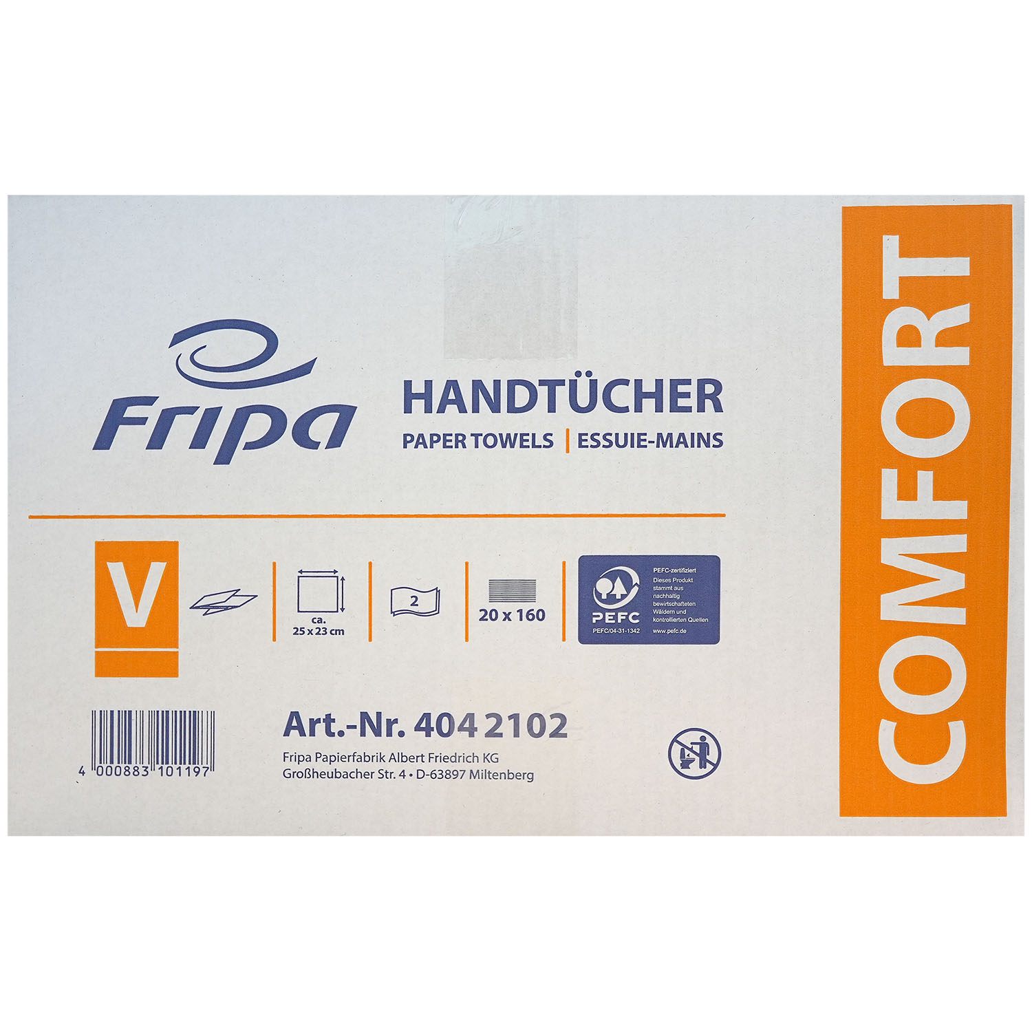 Falthandtücher Comfort 2-lagig hochweiß