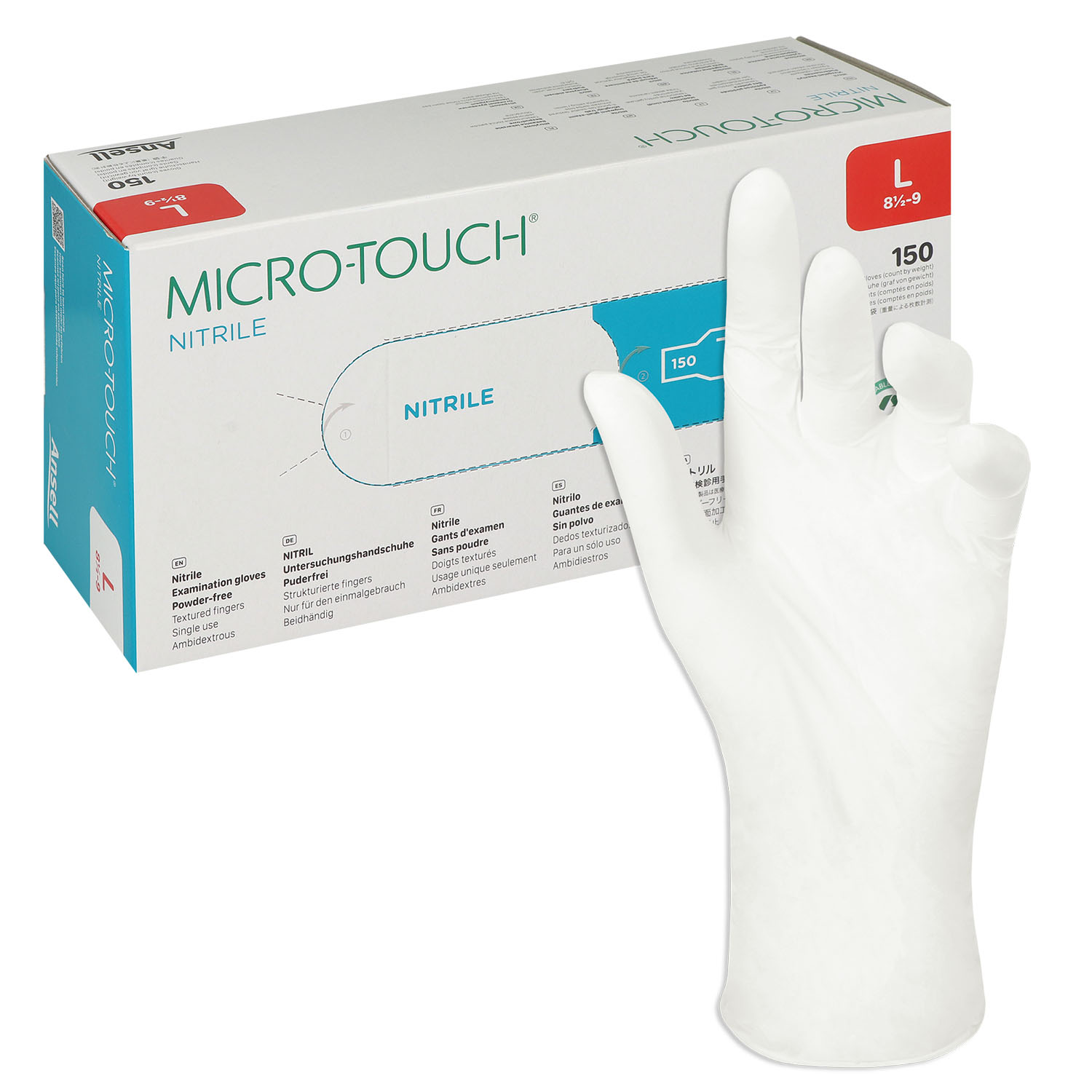 Ansell Micro Touch Nitril Handschuh weiß Gr. L - 150 St.