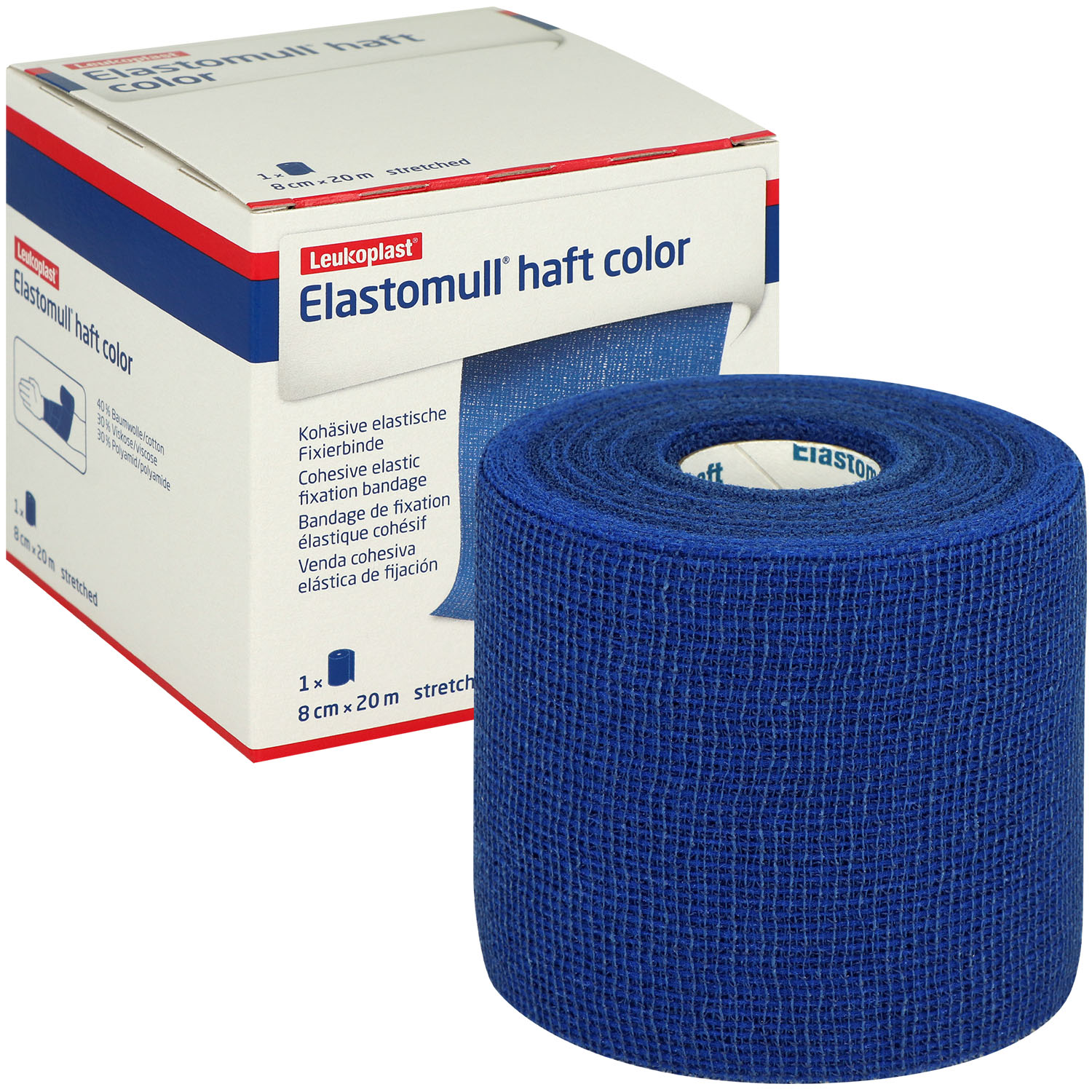Elastomull Haft Color 20 m x 8 cm - blau - 1 Stück