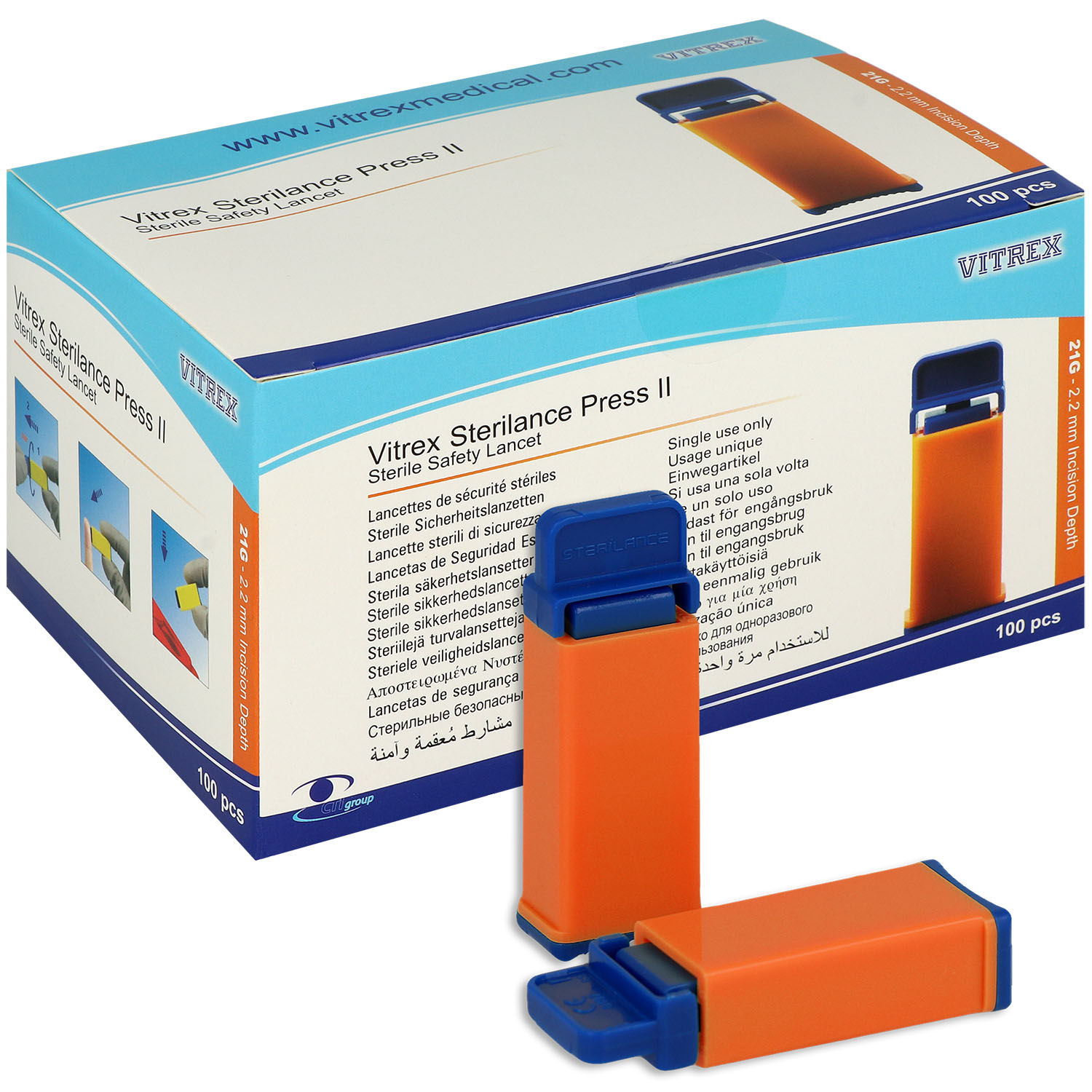 Sterilance Press II 21G x 2.2 mm - 100 St. (orange)