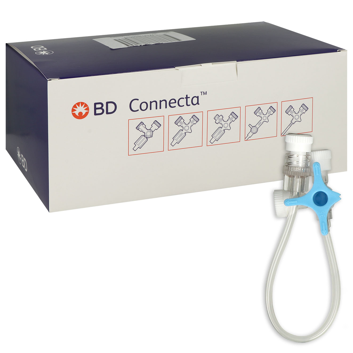 BD Connecta Dreiwegehahn, mit Schlauch 10 cm