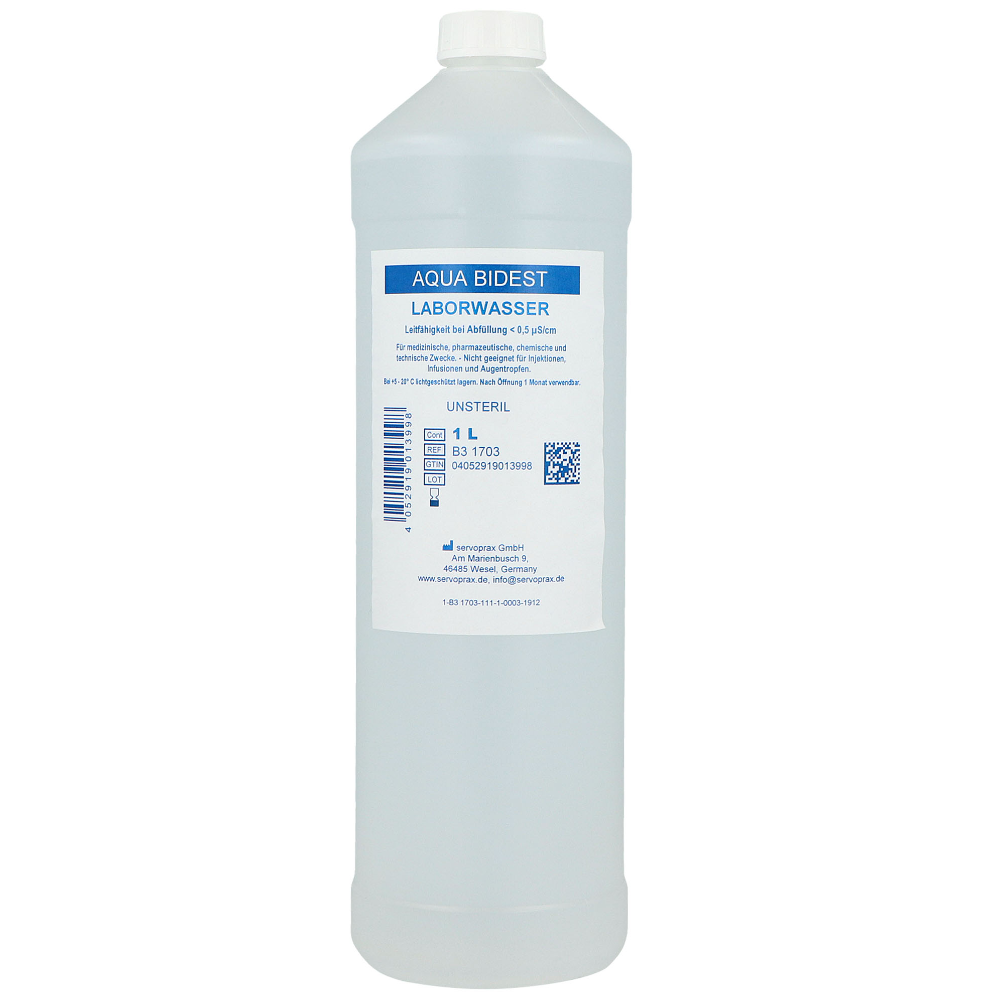 Aqua Bidest, Bidestilliertes Wasser