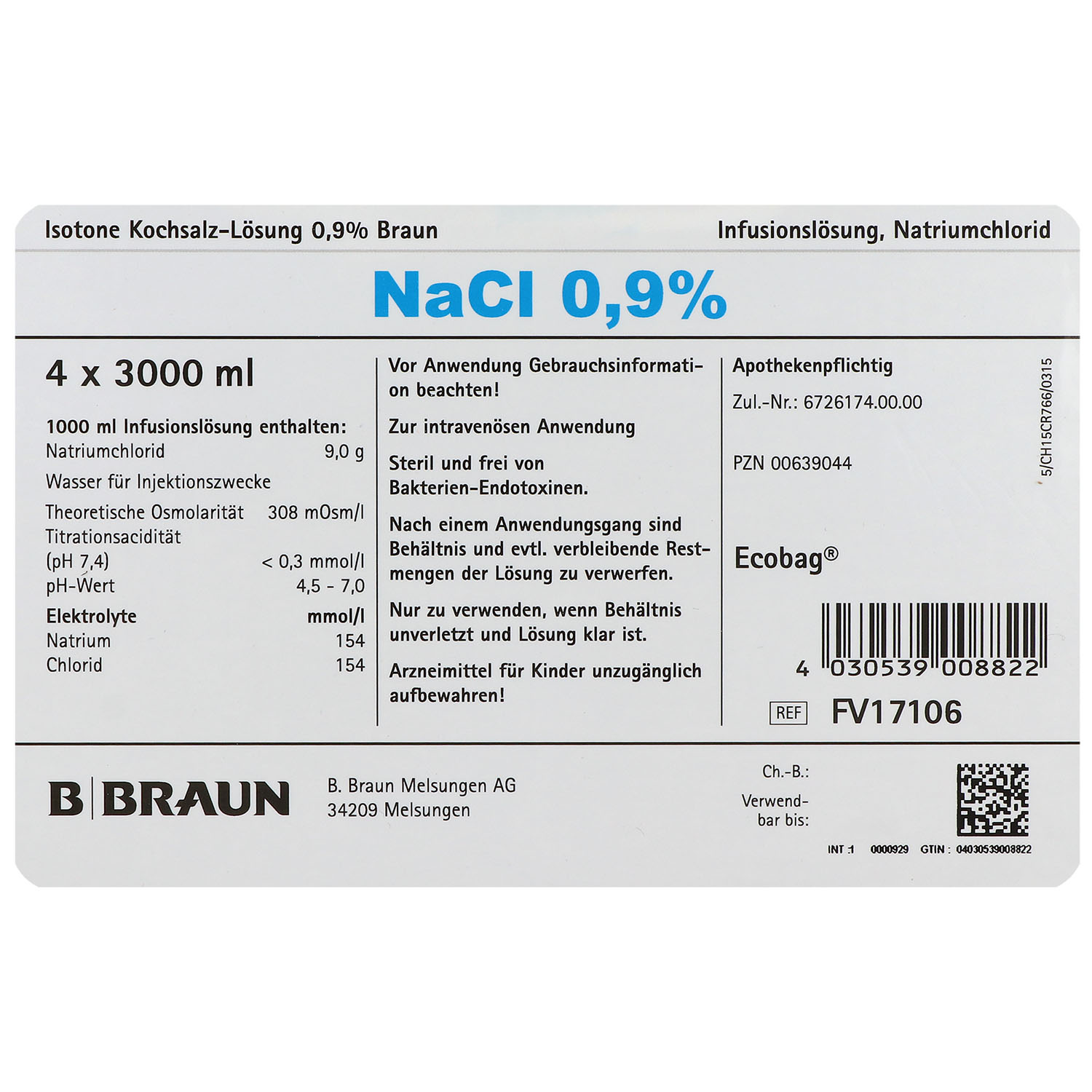 Isotone Kochsalzlösung 0,9% Ecobag