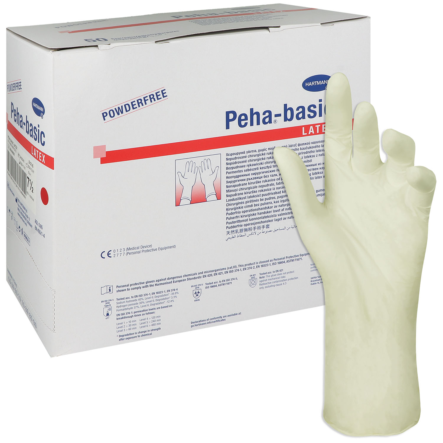 Peha-basic latex OP-Handschuhe Gr. 7.5 - 50 St.