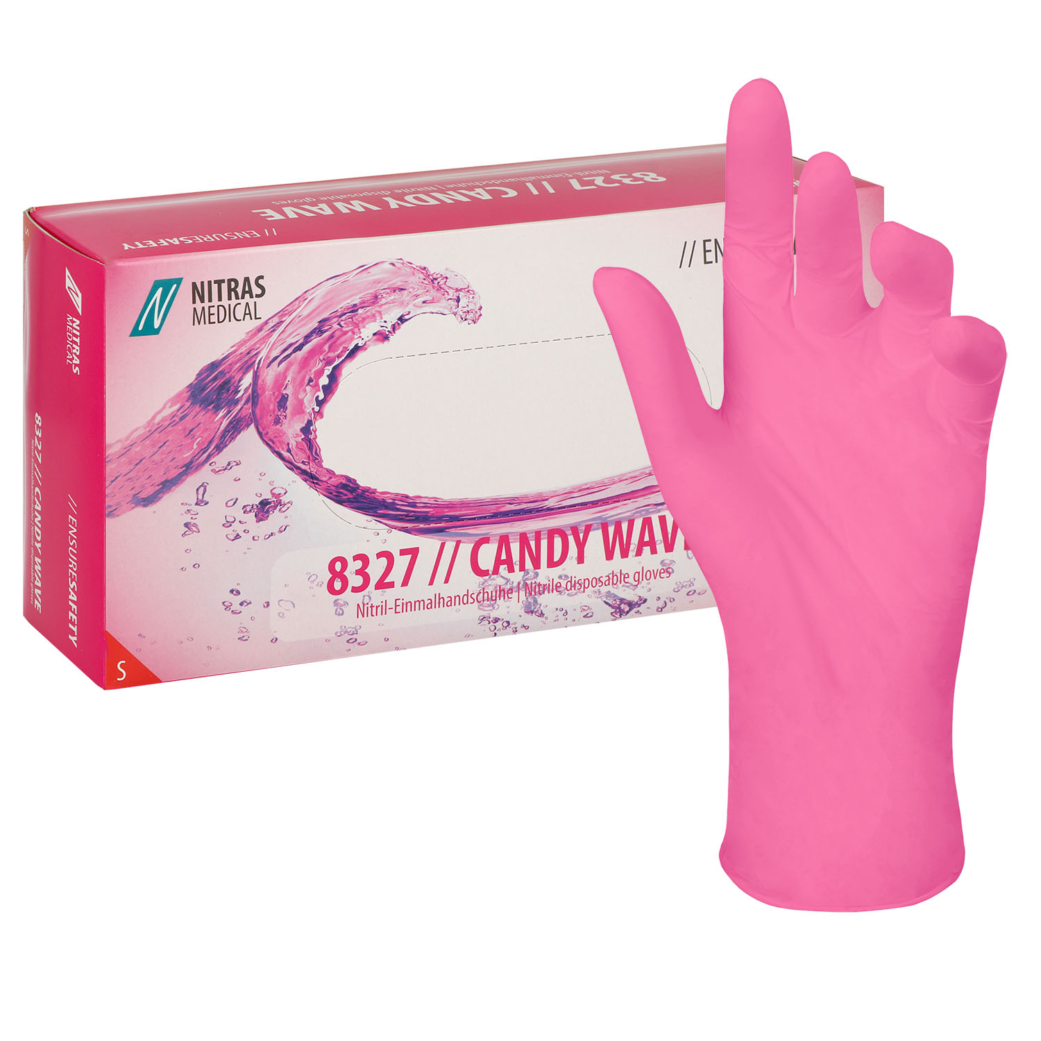 Candy Wave Nitrilhandschuhe, puderfrei, pink