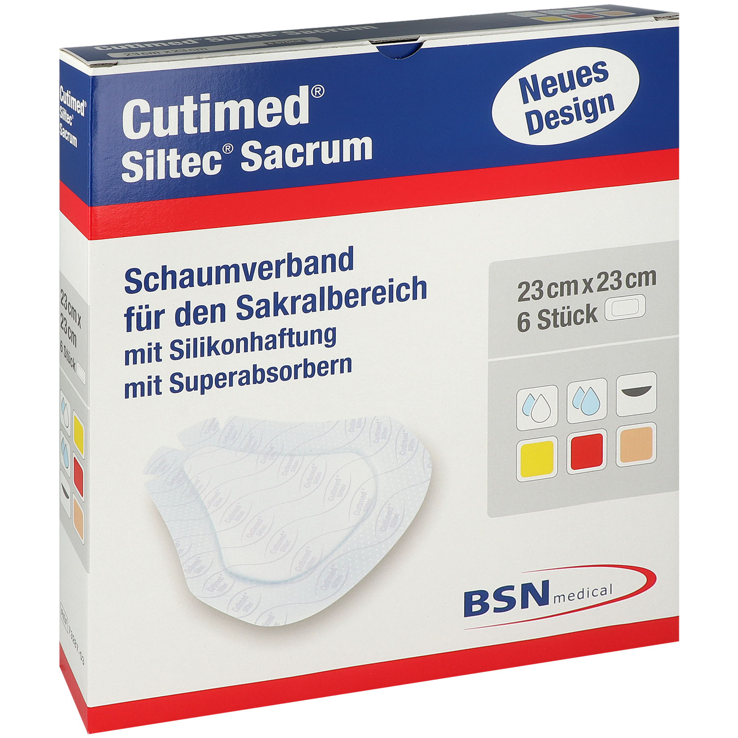 Cutimed Siltec Sacrum Sonderformen Hochabsorbierende Silikon-Schaumverbände