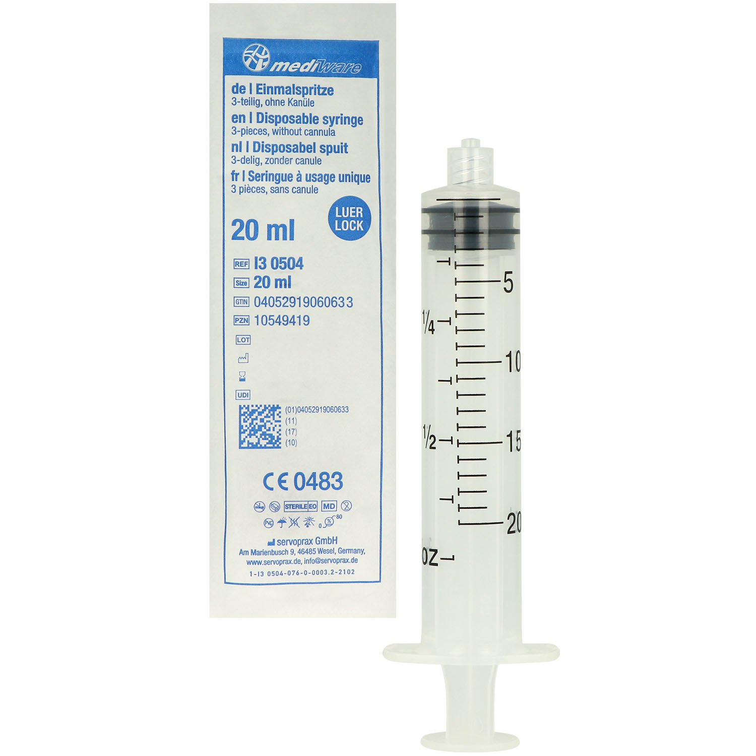 Mediware Einmalspritzen Luer Lock 20 ml - 100 St.