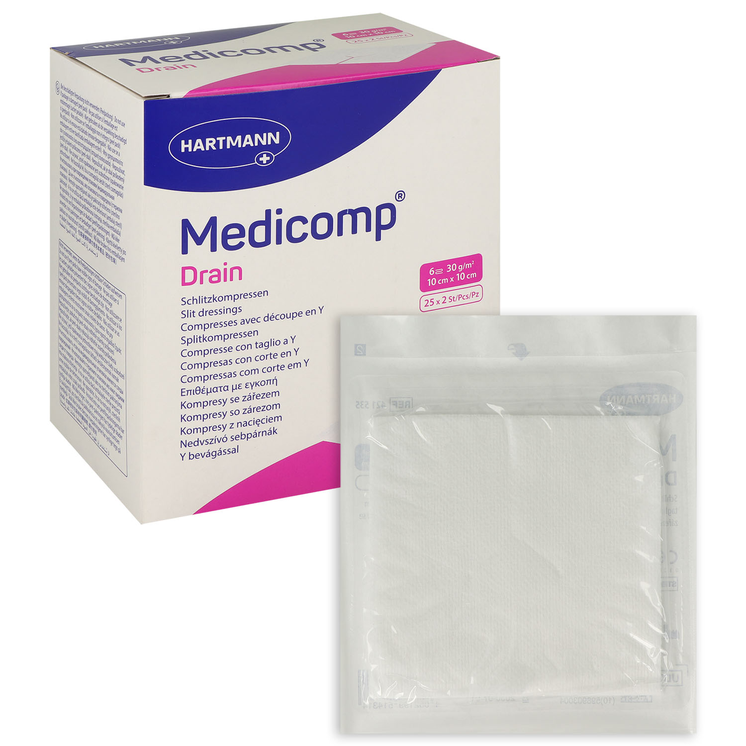 Medicomp drain Kompressen mit Y-Schnitt, steril
