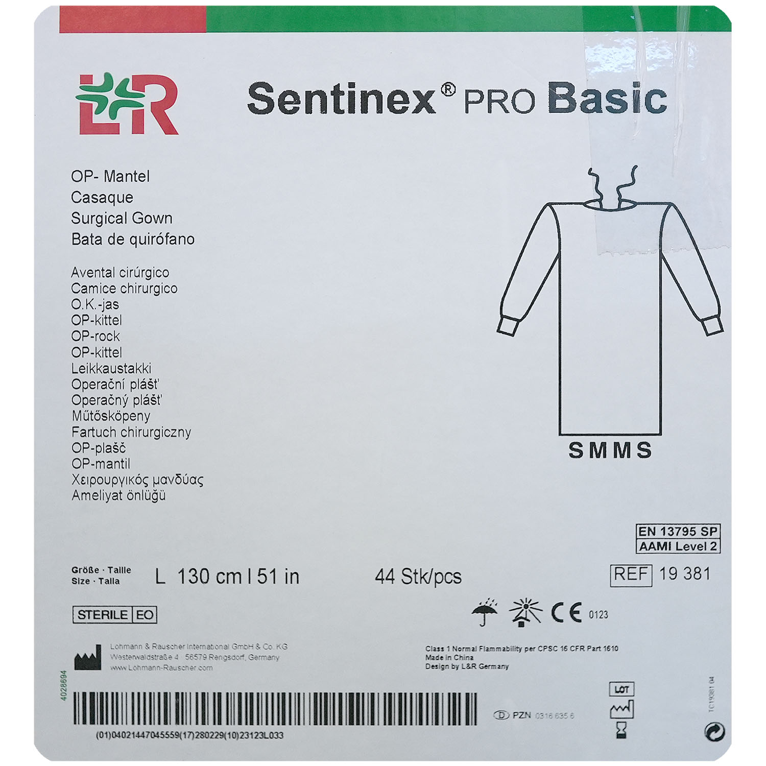 Sentinex PRO OP-Mantel SMMS Basic ohne Einschlag