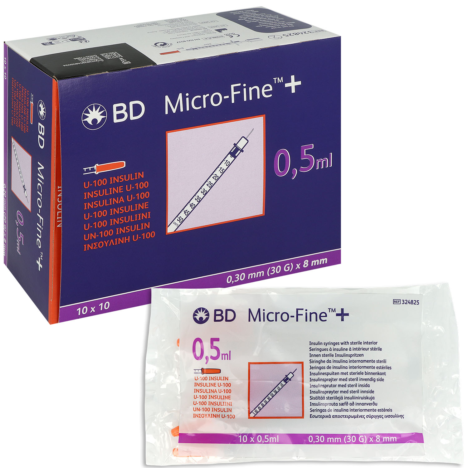 BD Micro-fine+ Demi Insulinspritze mit Kanüle 0.5 ml - U-100 - 0.30 x 8 mm