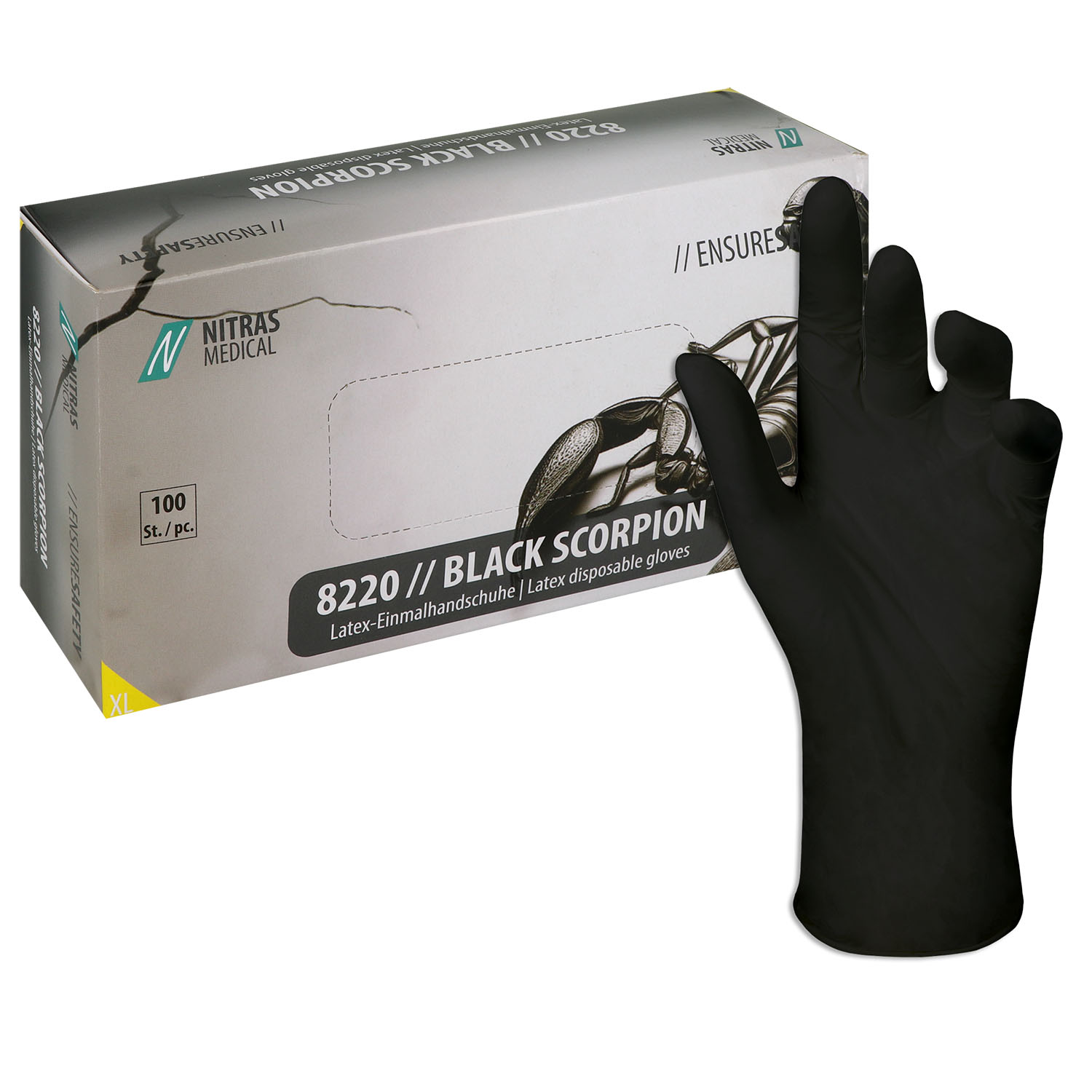 Nitras Black Scorpion Latexhandschuhe, puderfrei
