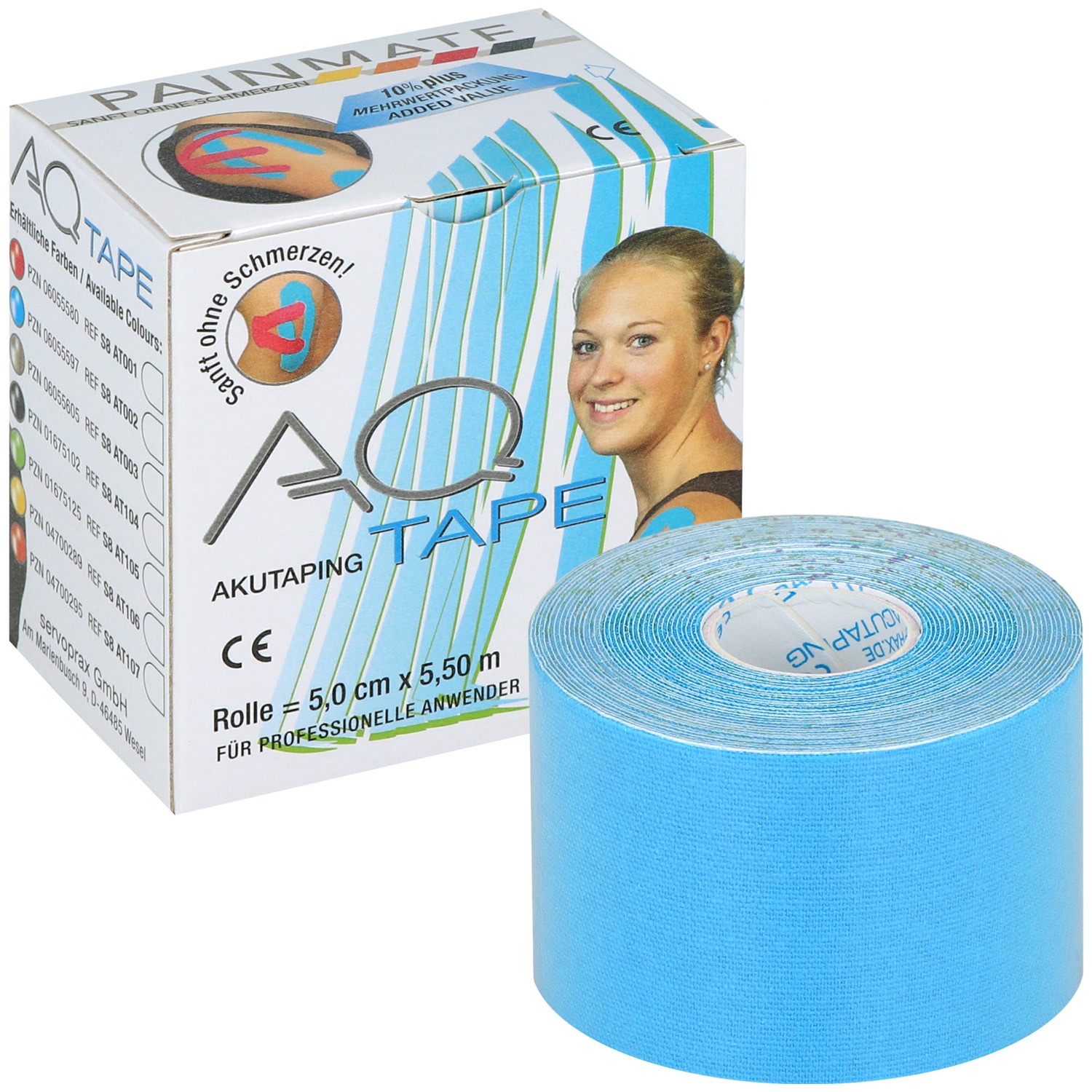 AQ Tape 5 m x 5 cm blau für kinesiologisches Taping