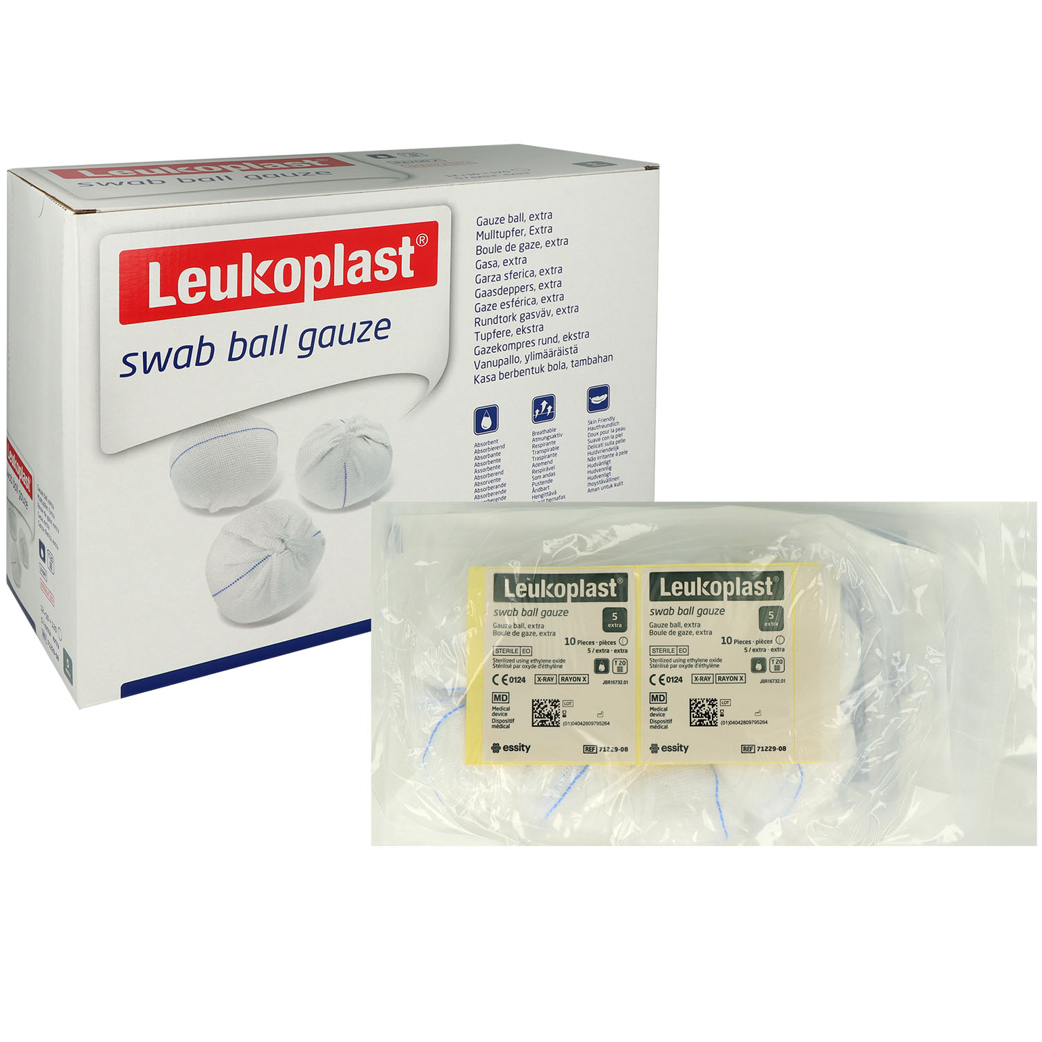 Leukoplast swab ball gauze sterile Baumwolltupfer mit Röntgenkontraststreifen - 20-fädig 